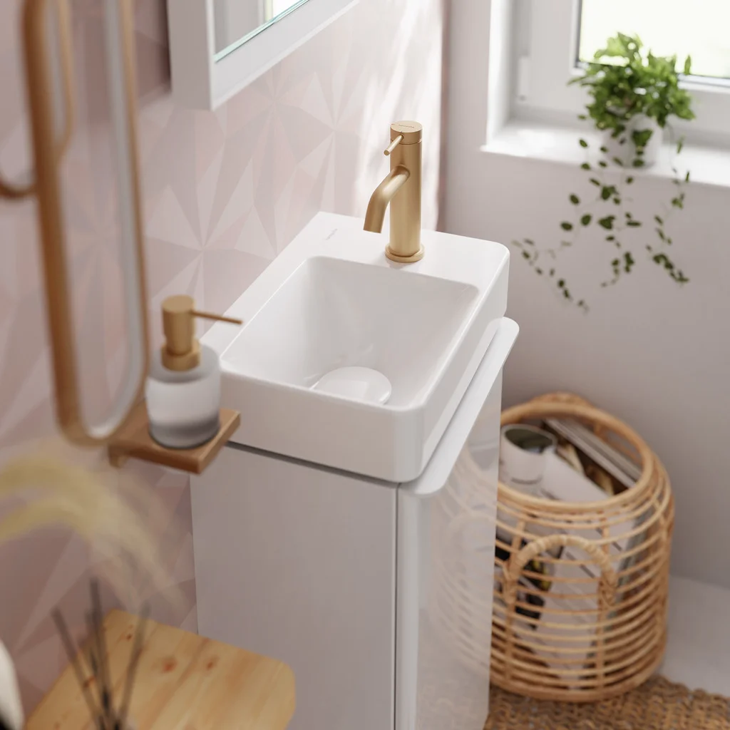 Hansgrohe Tecturis S Einhebel-Waschtischmischer 80 CoolStart mit Zugstangen-Ablaufgarnitur BBR, Brushed Bronze, Ausladung 108 mm, Auslaufhöhe 80 mm