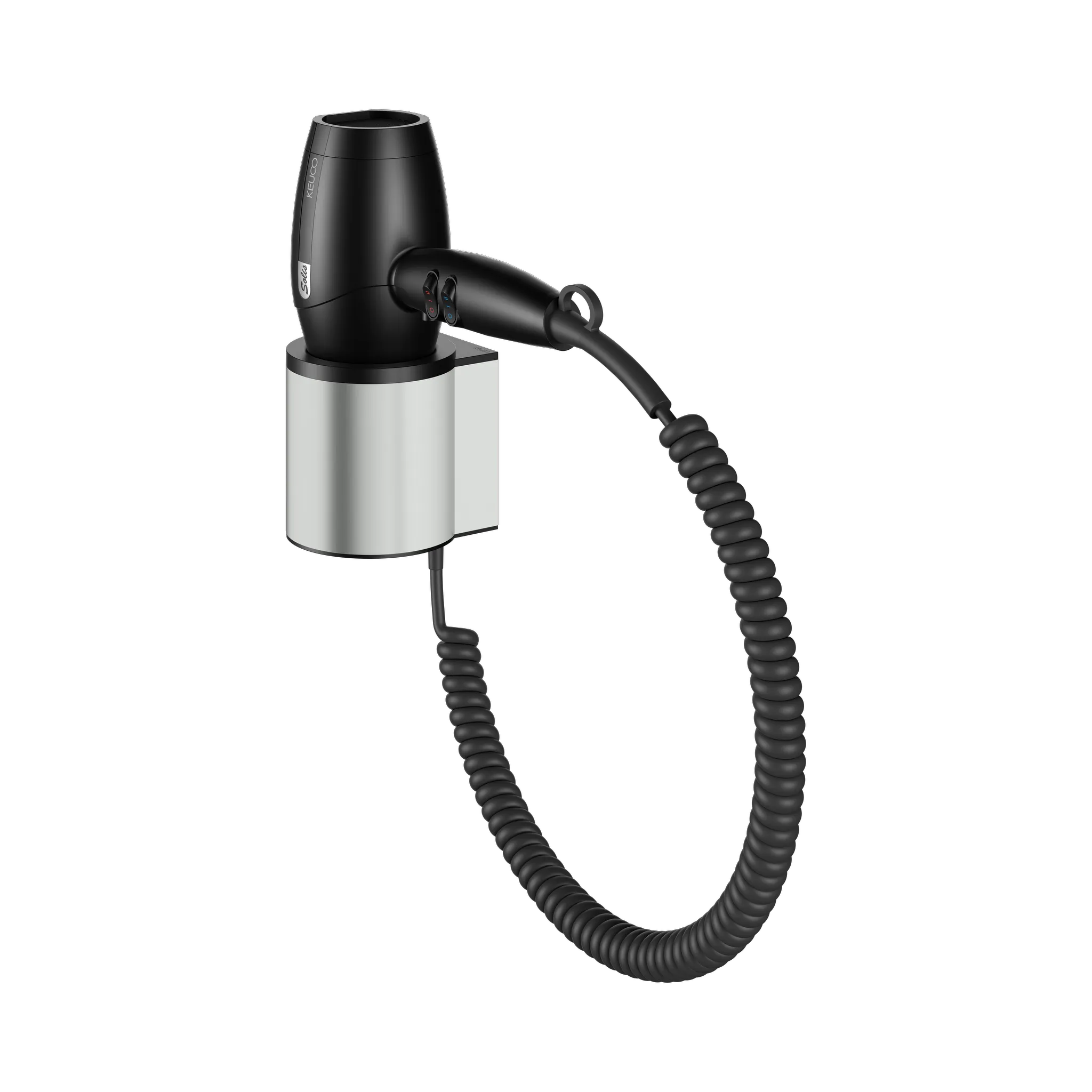 KEUCO PLAN Haartrockner mit Wandhalterung Edelstahl-finish / schwarz