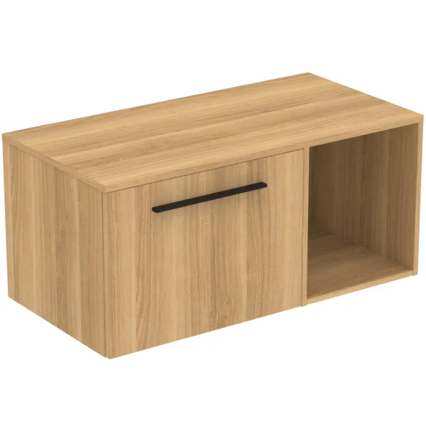 Möbel-Set 100cm i.life B 1 Auszug 1 offenes Fach Griff Schwarz Weiß matt