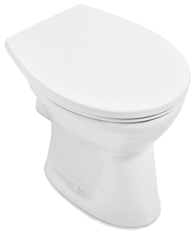 Flachspül-WC spülrandlos O.novo 7619R0, 360 x 460 x 395 mm, Oval, bodenstehend, Abgang waagerecht, Weiß Alpin