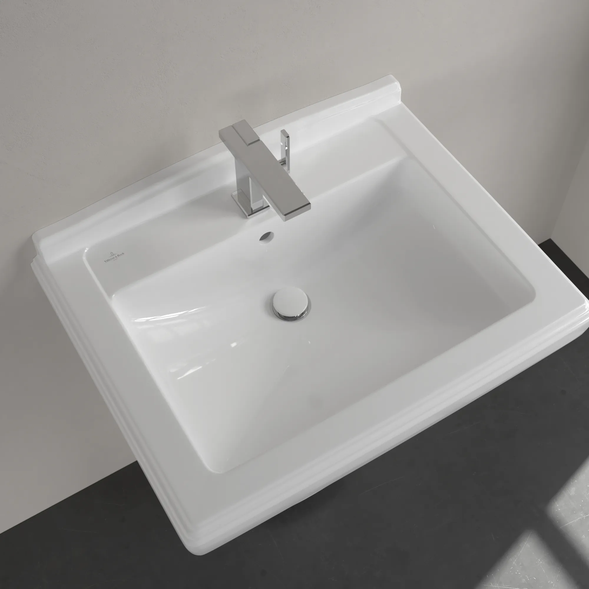 Villeroy & Boch Wandwaschtisch „Hommage“ 750 × 580 × 270 mm in Weiß Alpin, mit CeramicPlus Villeroy & Boch Wandwaschtisch „Hommage“ 750 × 580 × 270 mm in Weiß Alpin, mit CeramicPlus