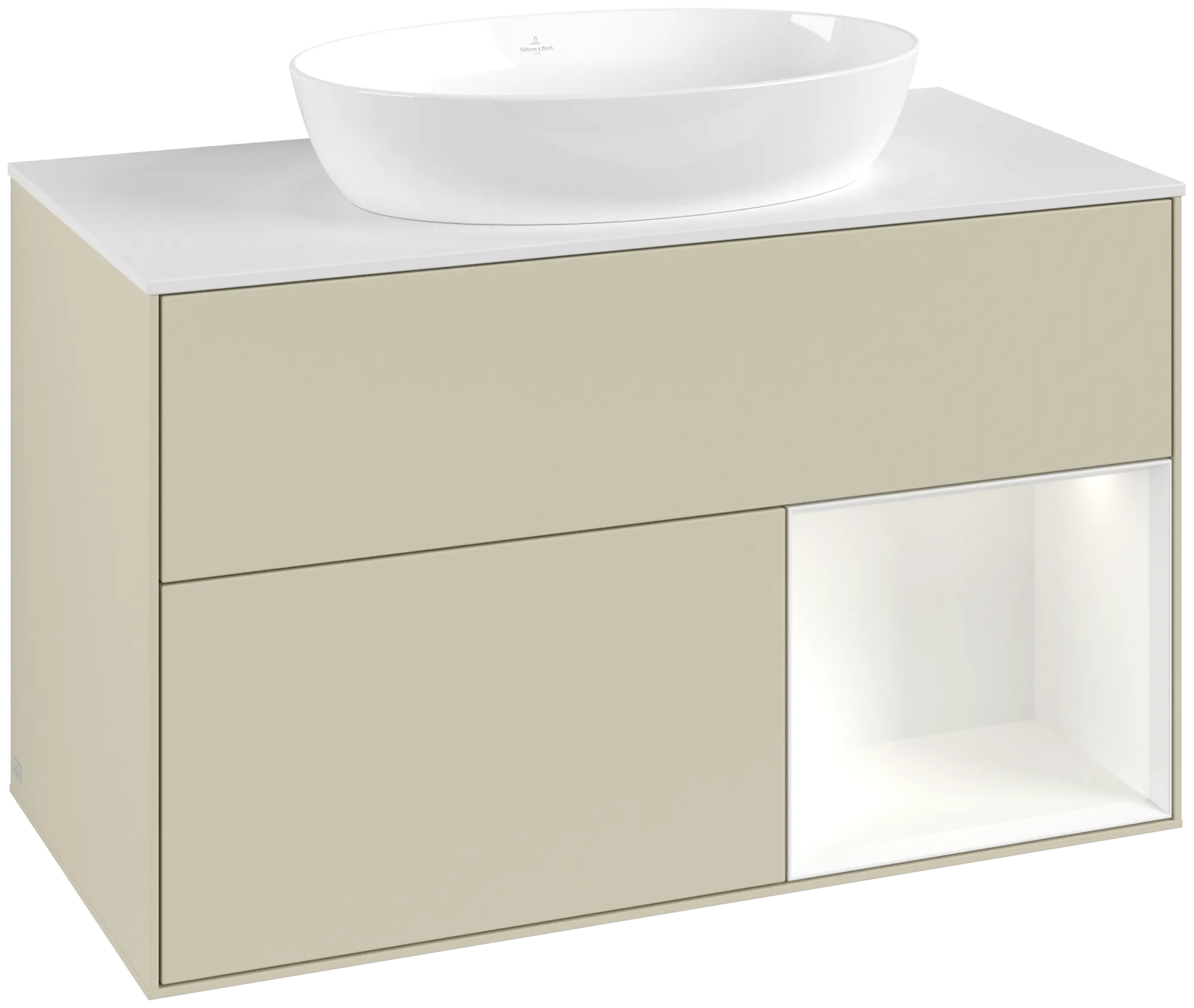 Villeroy & Boch Waschtischunterschrank „Finion“ für Schrankwaschtisch 100 × 60,3 × 50,1 cm 2 Schubladen, für Waschtischposition mittig, inkl. Beleuchtung mittig