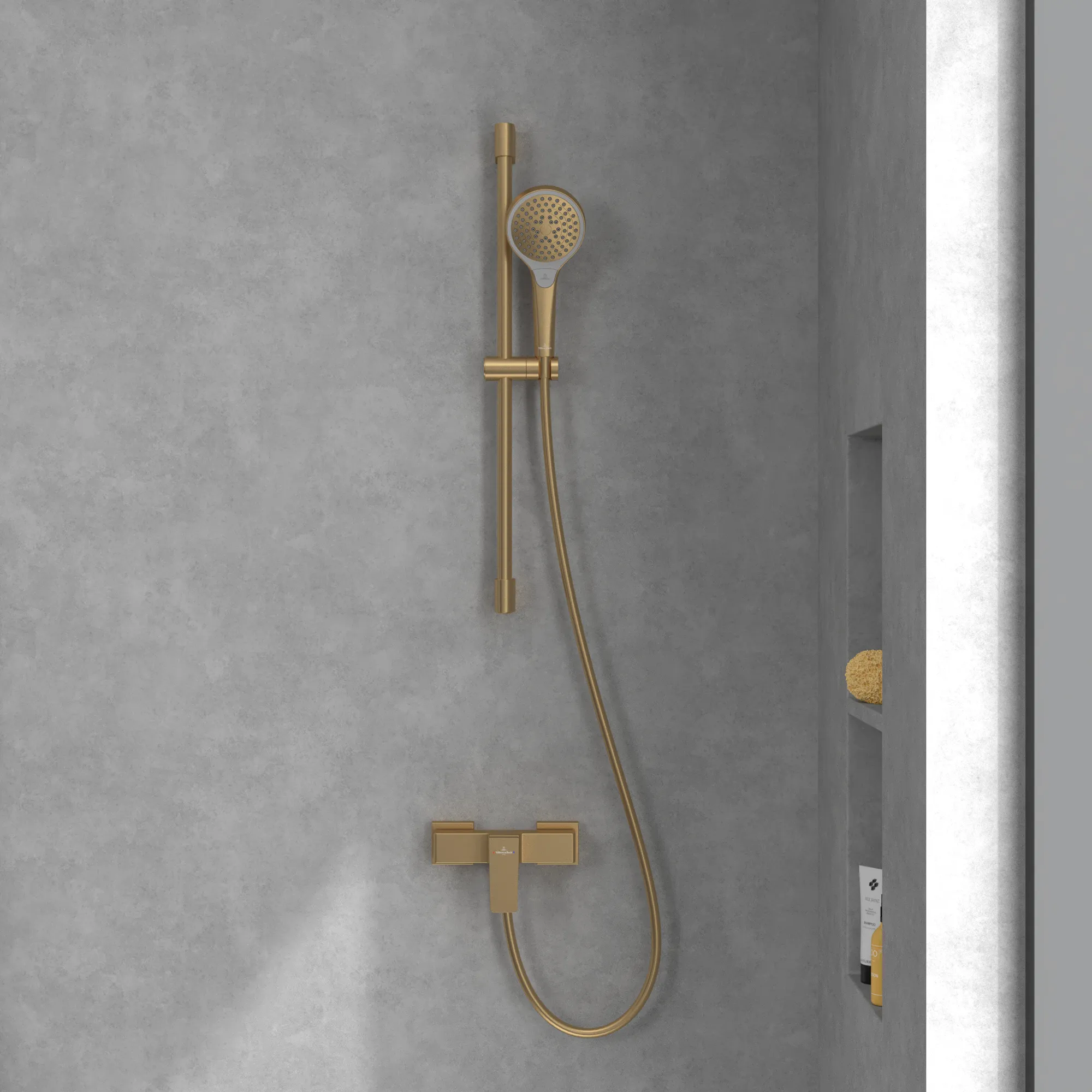 Villeroy & Boch Einhebel-Duscharmatur Architectura Square, Brushed Gold, 112 mm Höhe, 210 x 122 mm Maße Villeroy & Boch Einhebel-Duscharmatur Architectura Square, Brushed Gold, 112 mm Höhe, 210 x 122 mm Maße