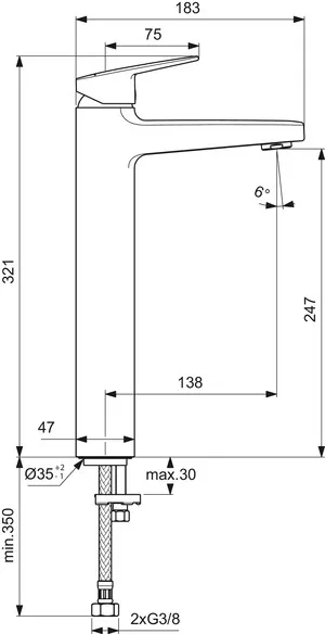 Waschtischarmatur Ceraplan H250 ohne Ablaufgarnitur Ausladung 138mm Chrom Waschtischarmatur Ceraplan H250 ohne Ablaufgarnitur Ausladung 138mm Chrom