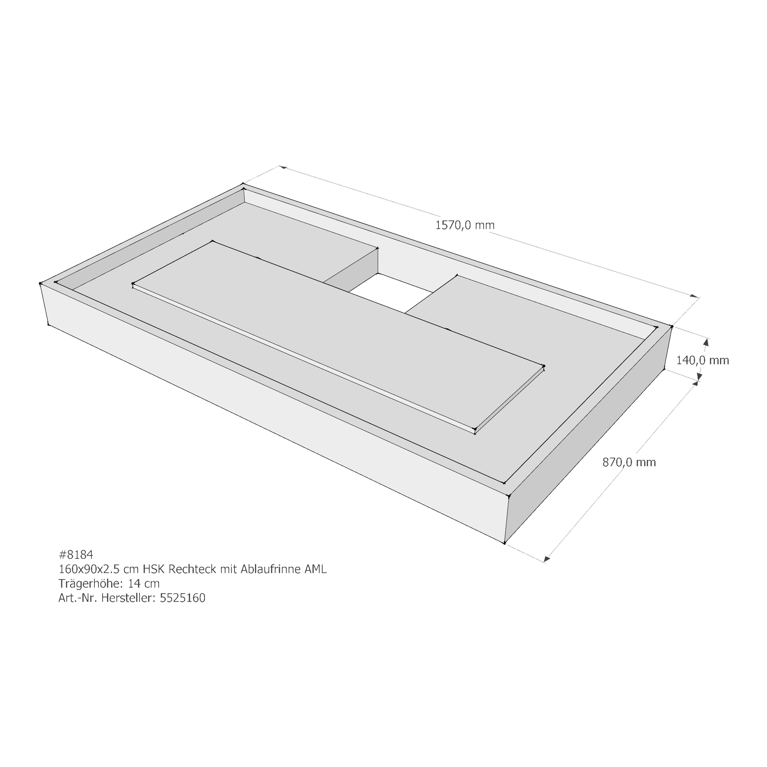 Duschwannenträger für HSK Rechteck Ablaufrinne 160 × 90 × 2,5 cm Duschwannenträger für HSK Rechteck Ablaufrinne 160 × 90 × 2,5 cm