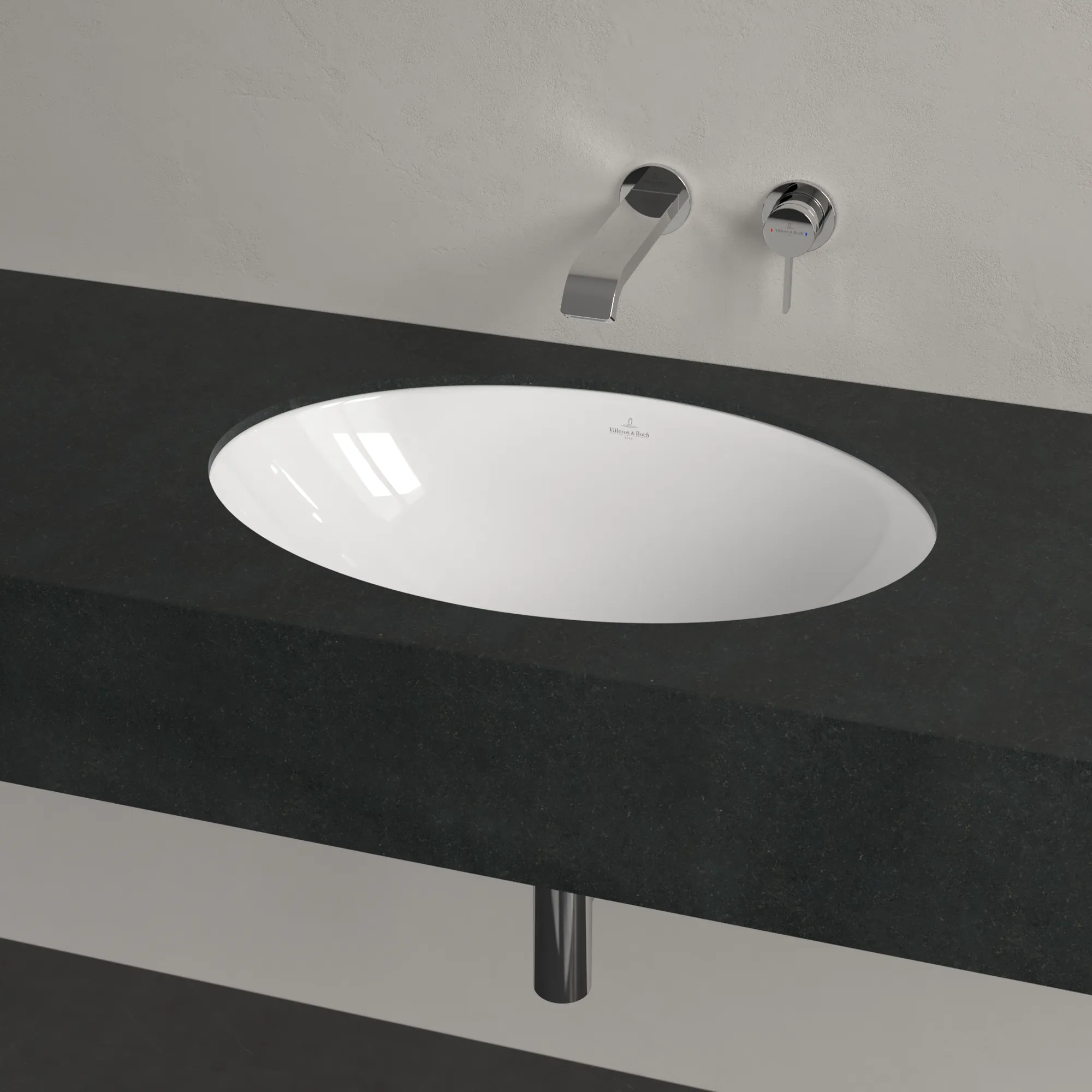 Villeroy & Boch Unterbauwaschbecken Loop & Friends 4A5500, oval, Weiß Alpin, 560x380x220 mm, mit Überlauf