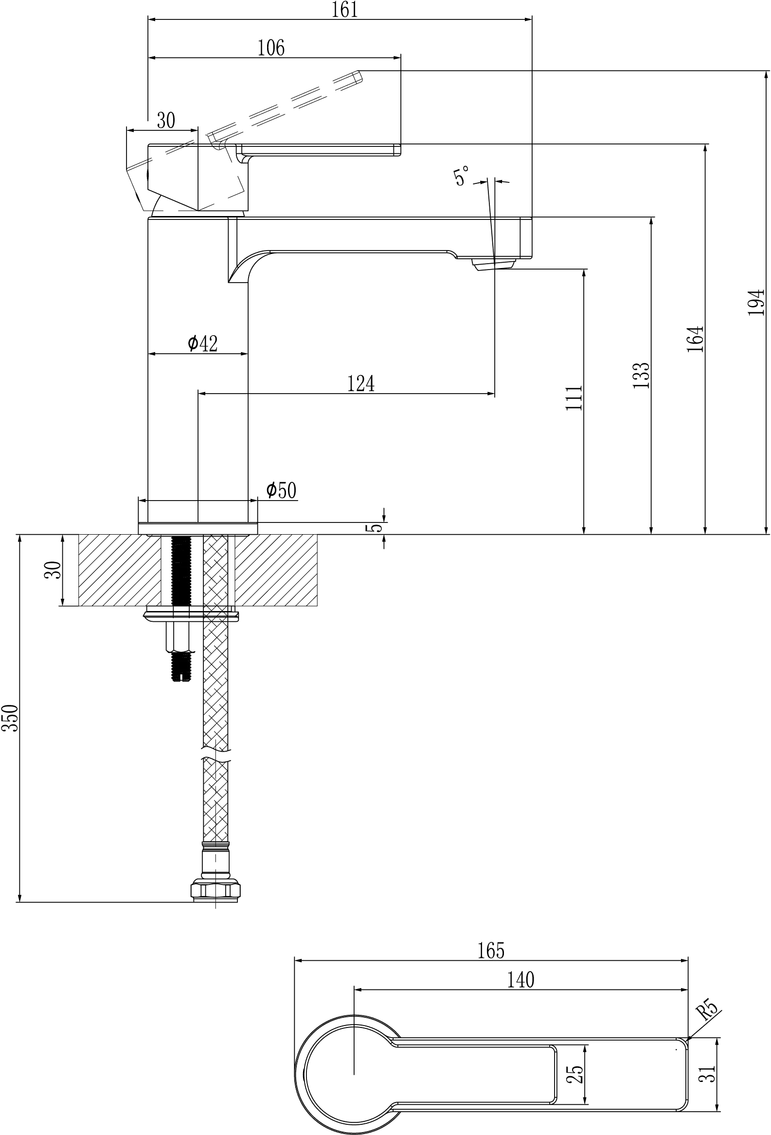 Villeroy & Boch Einhebel-Waschtischarmatur Architectura, eckig, Chrom, 42 x 161 x 164 mm, Höhe 164 mm Villeroy & Boch Einhebel-Waschtischarmatur Architectura, eckig, Chrom, 42 x 161 x 164 mm, Höhe 164 mm