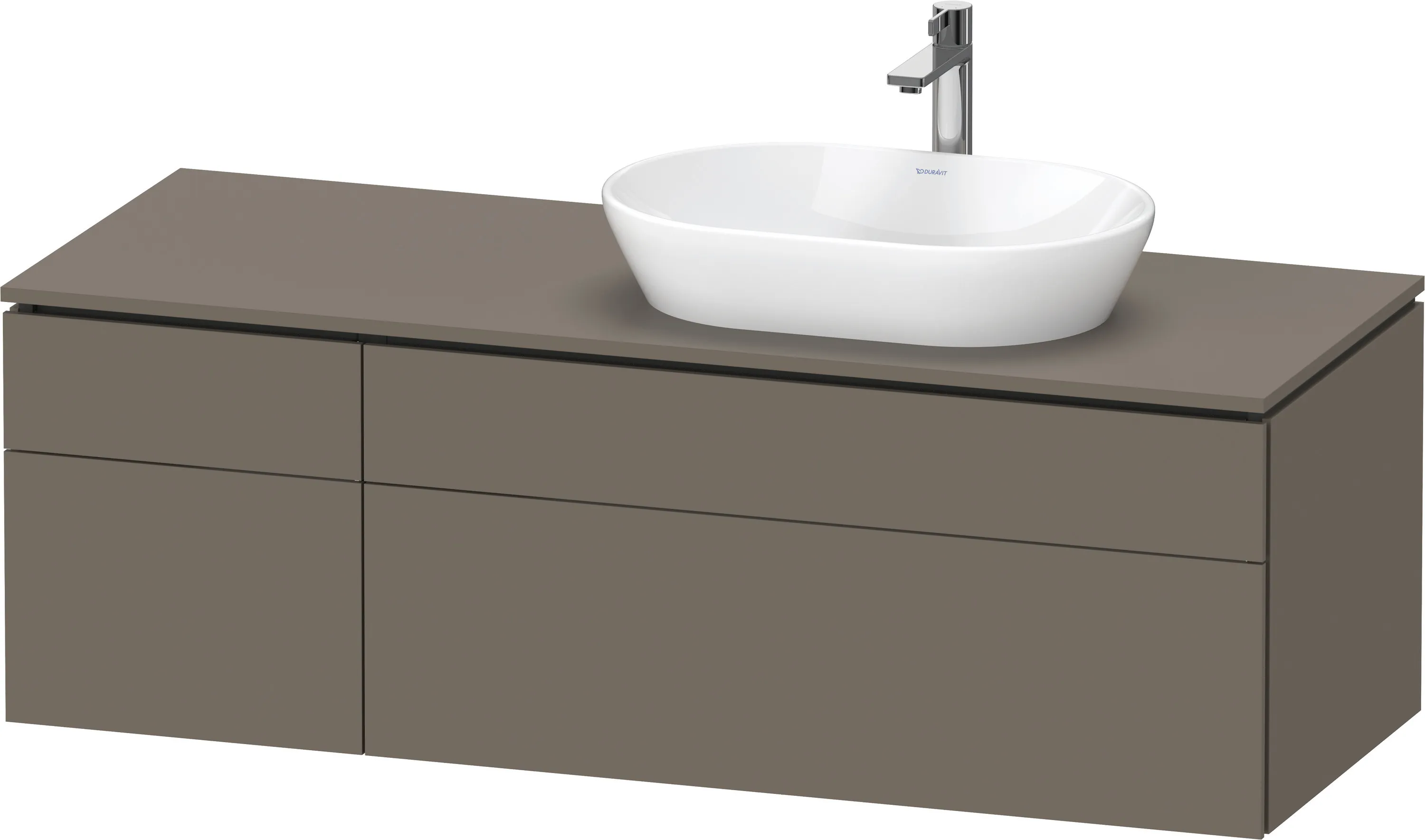 Duravit Waschtischunterschrank wandhängend „L-Cube“ 142 × 48,2 × 55 cm Flannel Grey Seidenmatt, rechts