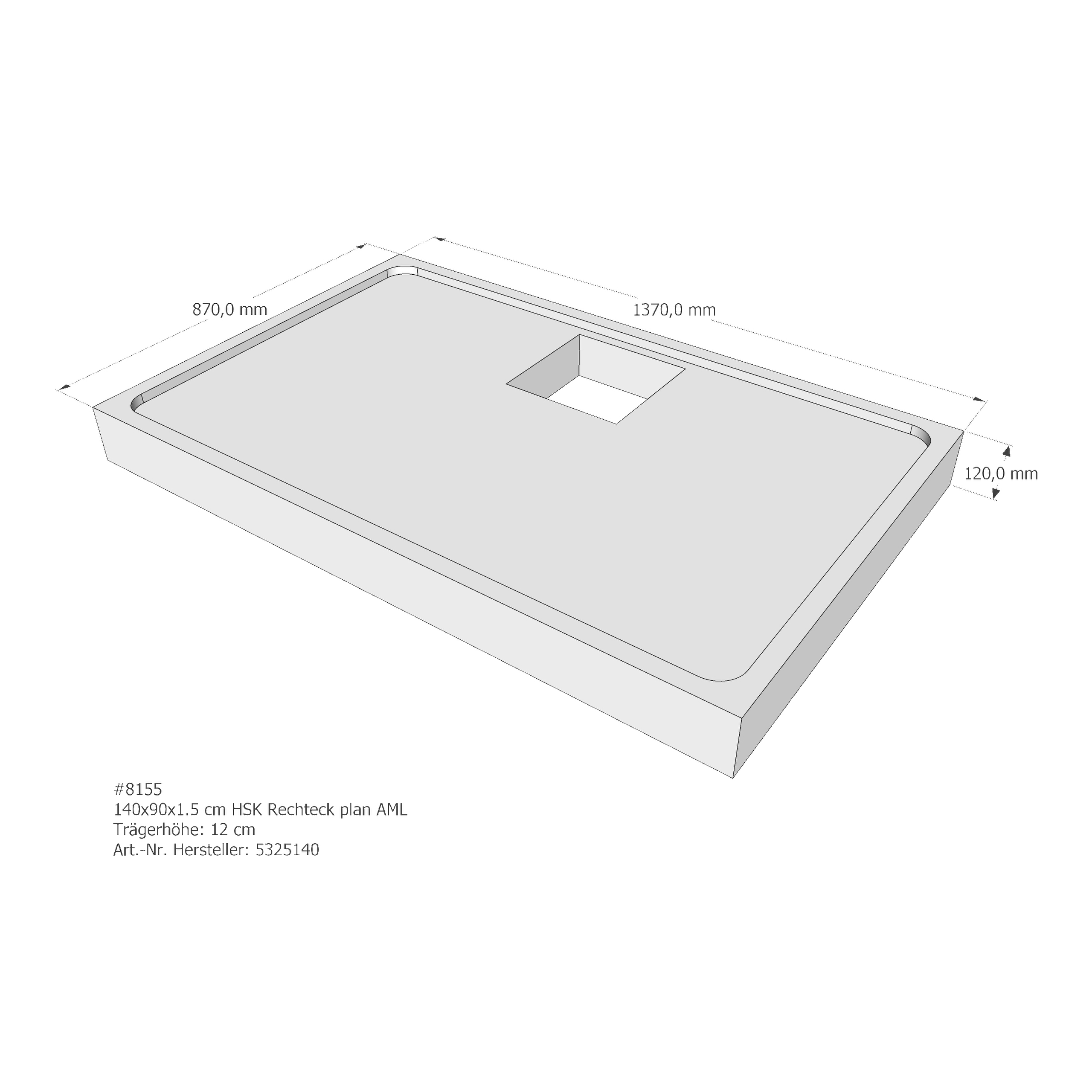 Duschwannenträger HSK Rechteck plan 140x90x1,5 cm AML