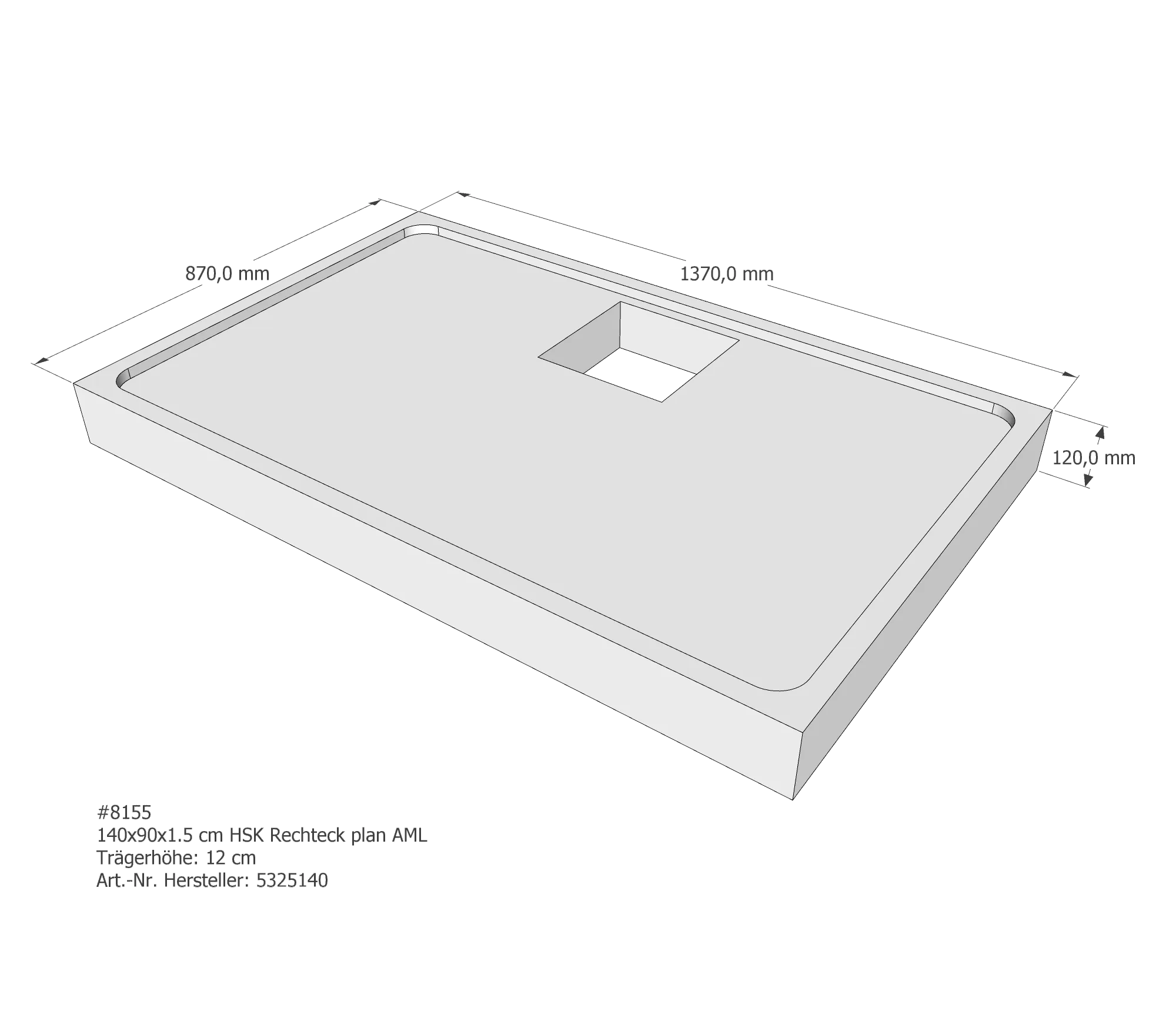 Duschwannenträger für HSK Rechteck plan 140 × 90 × 1,5 cm Duschwannenträger für HSK Rechteck plan 140 × 90 × 1,5 cm