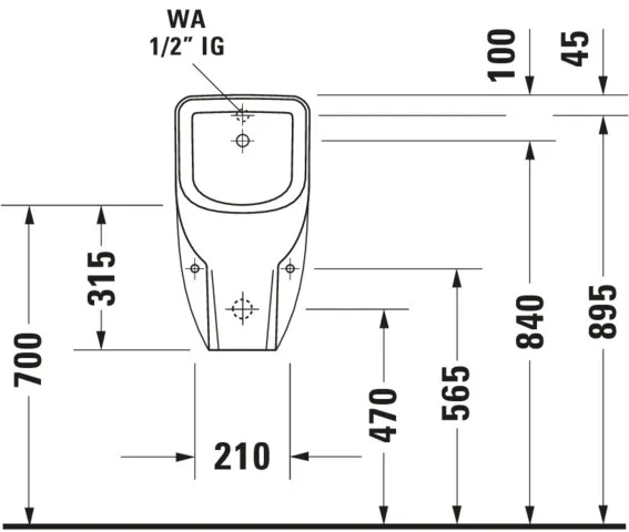 Urinal D-Code, Zulauf von hinten rimless, ohne Fliege, weiß Urinal D-Code, Zulauf von hinten rimless, ohne Fliege, weiß