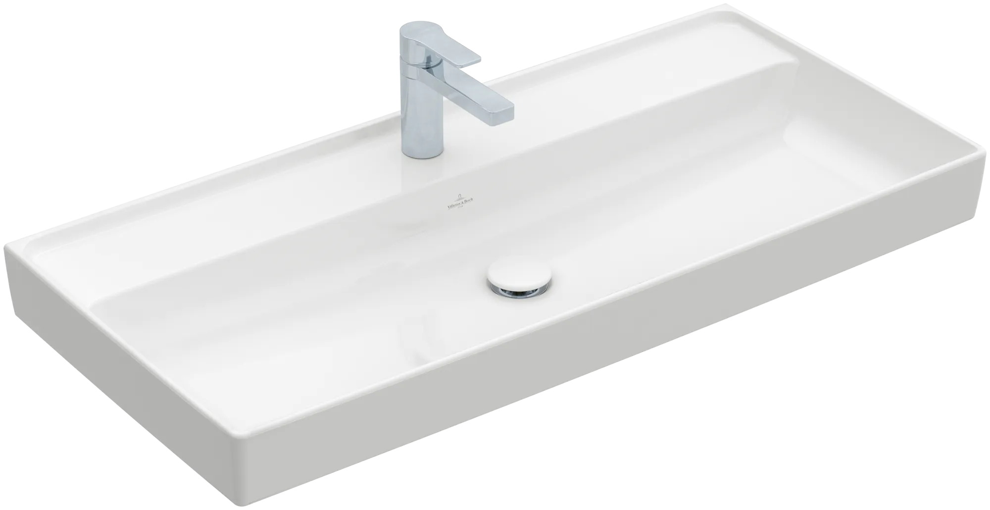 Villeroy & Boch Schrankwaschtisch aus TitanCeram „Collaro“ 1000 × 470 × 160 mm, mit Hahnlochbohrung, Hahnlochposition mittig in Weiß Alpin Villeroy & Boch Schrankwaschtisch aus TitanCeram „Collaro“ 1000 × 470 × 160 mm, mit Hahnlochbohrung, Hahnlochposition mittig in Weiß Alpin