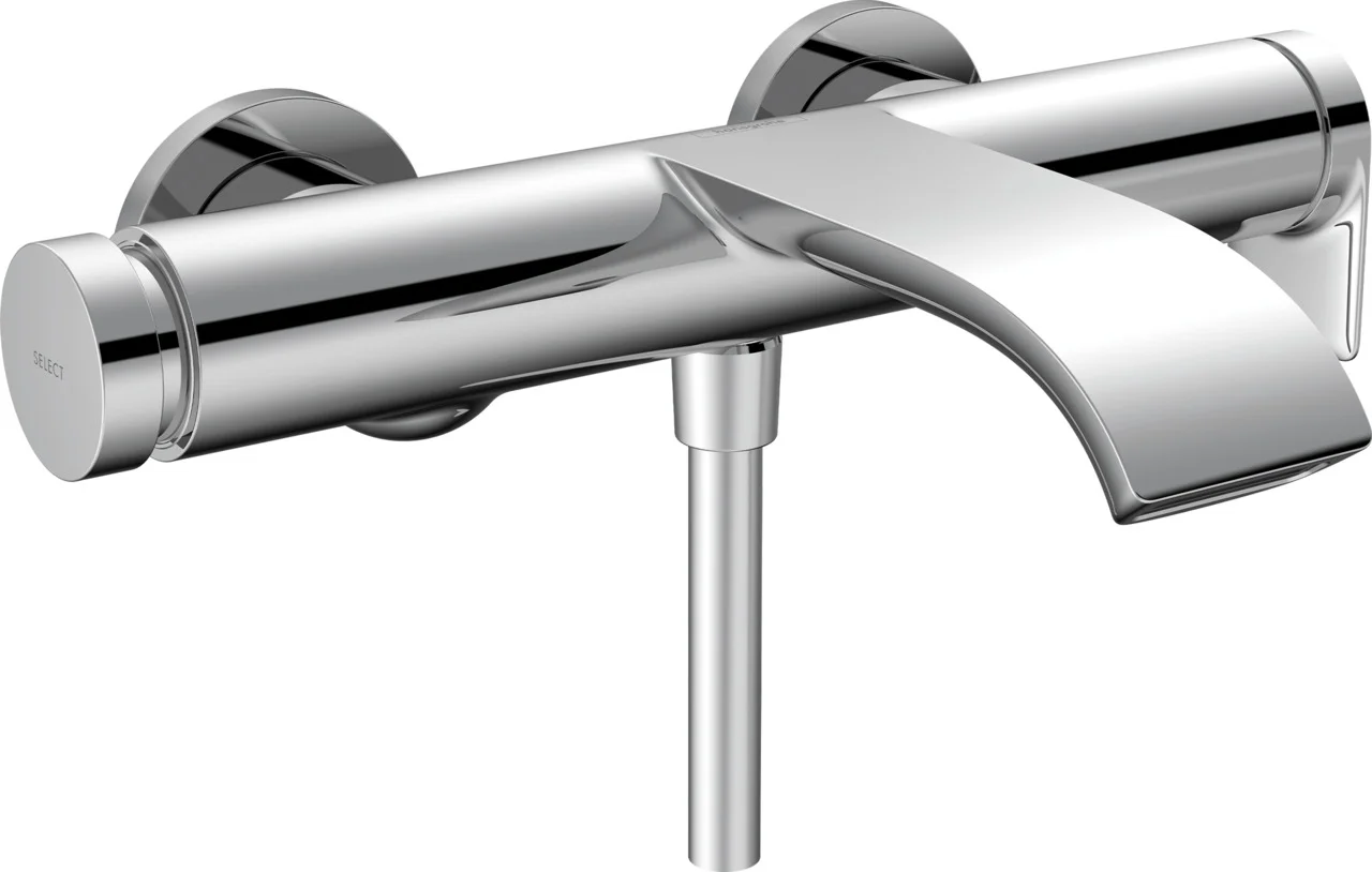 Hansgrohe Vivenis Wannenmischer Aufputz Chrom, Ausladung 216 mm, DN15 S-Anschlüsse, Keramikmischsystem, WaterfallStream Strahlart