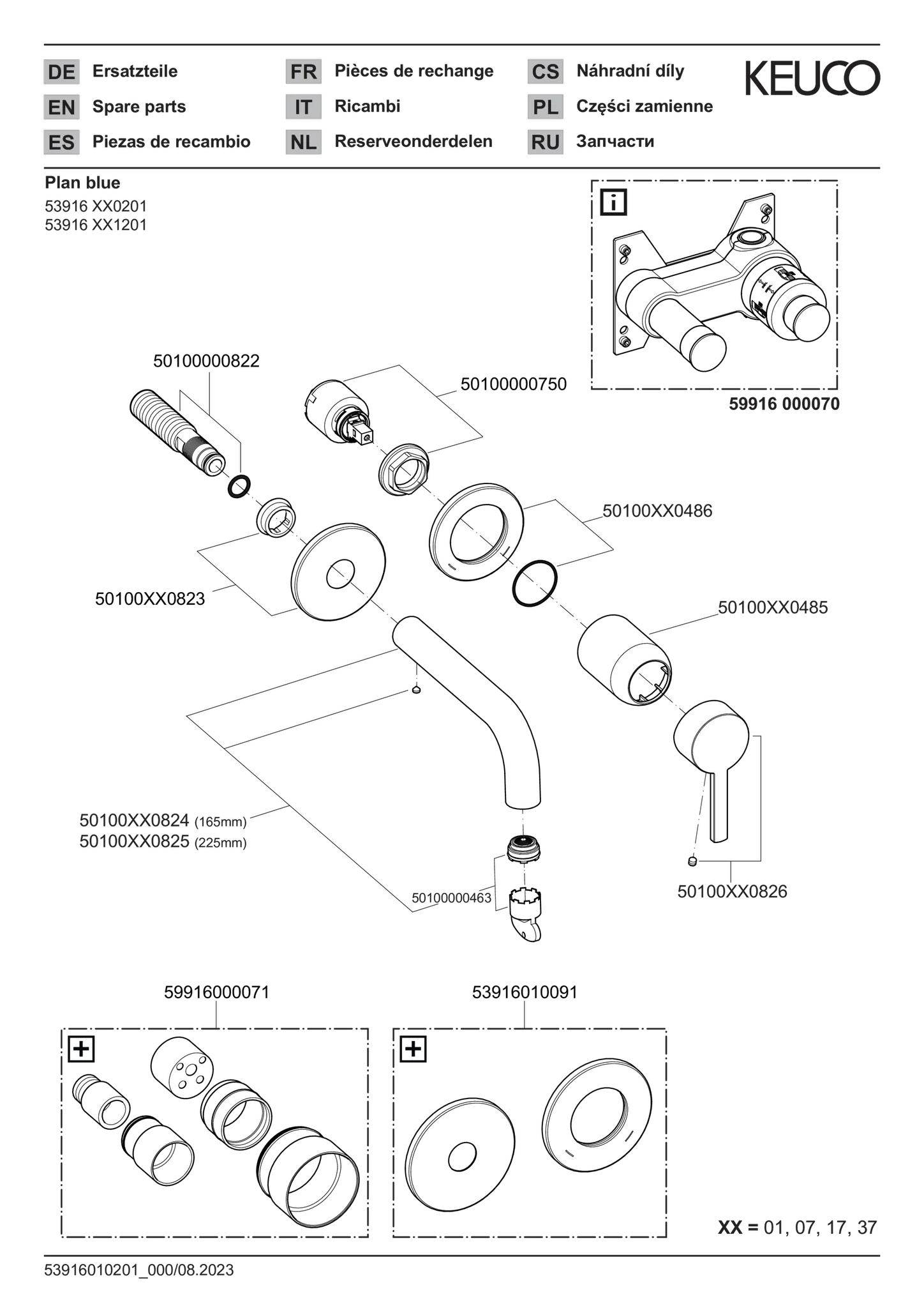 Plan blue Einhebel-Waschtischmischer UP für Wandmontage Ausladung 165 mm Aluminium-finish Plan blue Einhebel-Waschtischmischer UP für Wandmontage Ausladung 165 mm Aluminium-finish