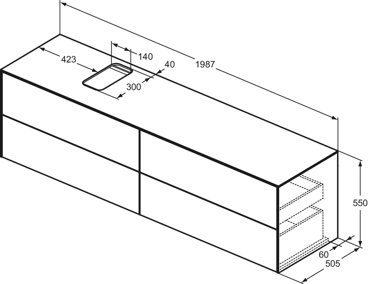Ideal Standard Waschtischunterschrank „Conca“ 198,7 × 55 × 50,5 cm Eiche geflammt Furnier Ideal Standard Waschtischunterschrank „Conca“ 198,7 × 55 × 50,5 cm Eiche geflammt Furnier