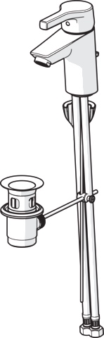 HA Einhebelmischer Waschtischbatterie HANSAPALENO 5635 Ablaufgarnitur mit Zugstange Ausladung 103 mm DN15 Chrom