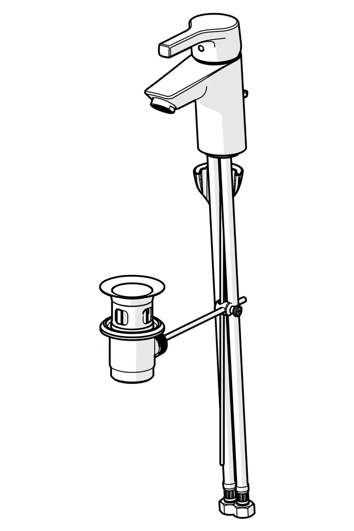 HA Einhebelmischer Waschtischbatterie HANSAPALENO 5635 Ablaufgarnitur mit Zugstange Ausladung 103 mm DN15 Chrom
