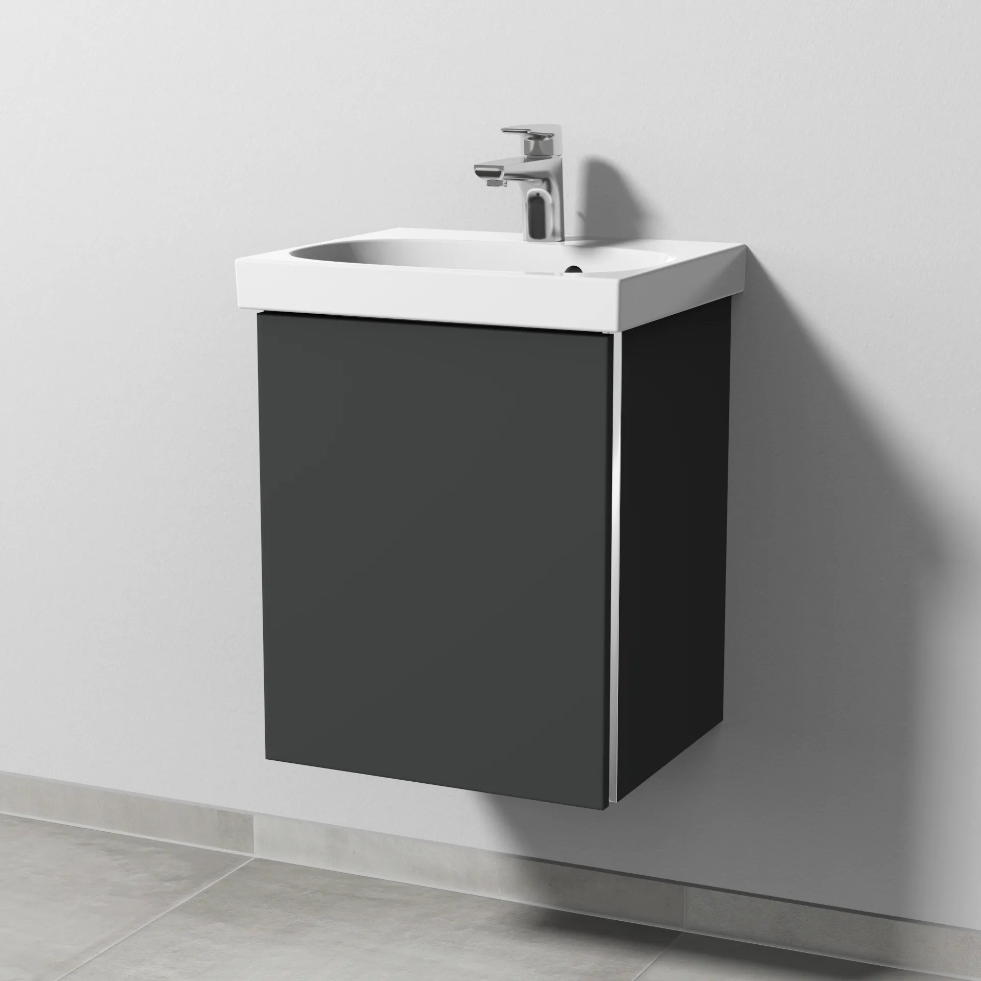 Sanipa Waschtischunterschrank „3way“ passend zu Keramik-Waschtische Acanto von Geberit 415 × 517 × 367 mm in Graphit (matt), Anschlag links