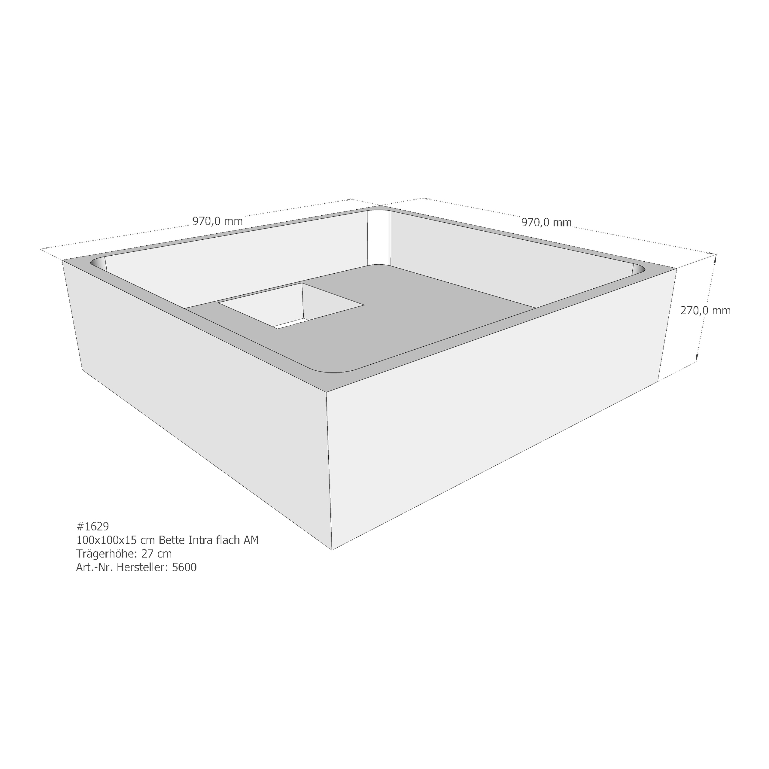 Duschwannenträger für Bette BetteQuinta (flach/Intra) 100 × 100 × 15 cm