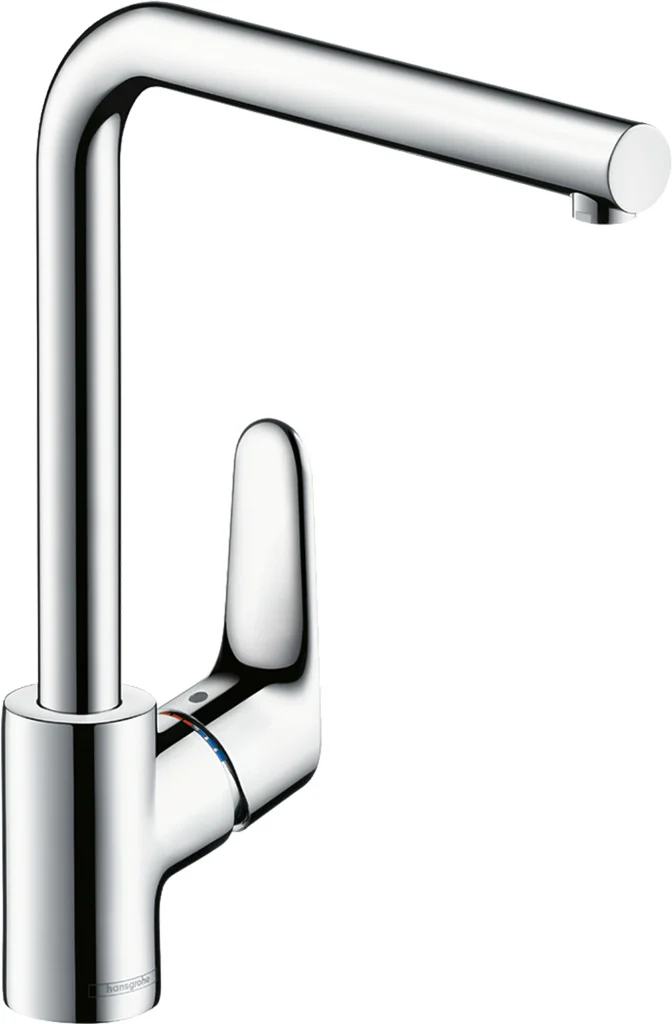 Hansgrohe Spültischmischer Focus M41, 1-Jet, Chrom, ComfortZone 280, einstellbarer Schwenkbereich bis 360°, Normalstrahl, max. Durchfluss 12 l/min, Keramikmischsystem, für Durchlauferhitzer geeignet