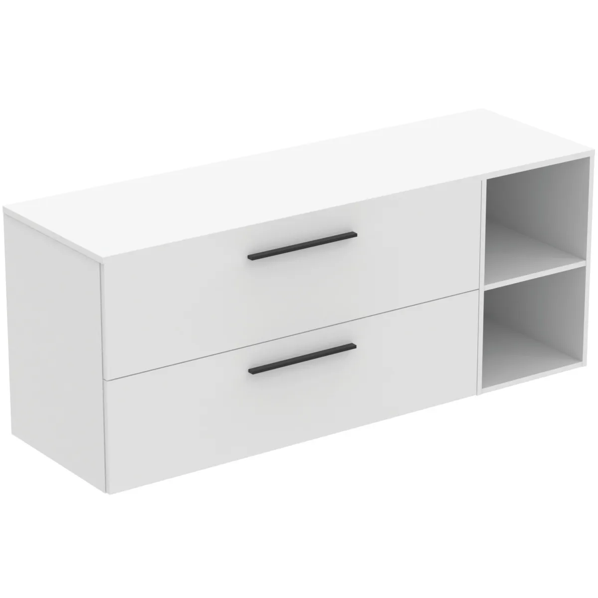 Möbel-Set 160cm i.life B 2 Auszüge 2 offene Fächer Griff Schwarz Weiß matt