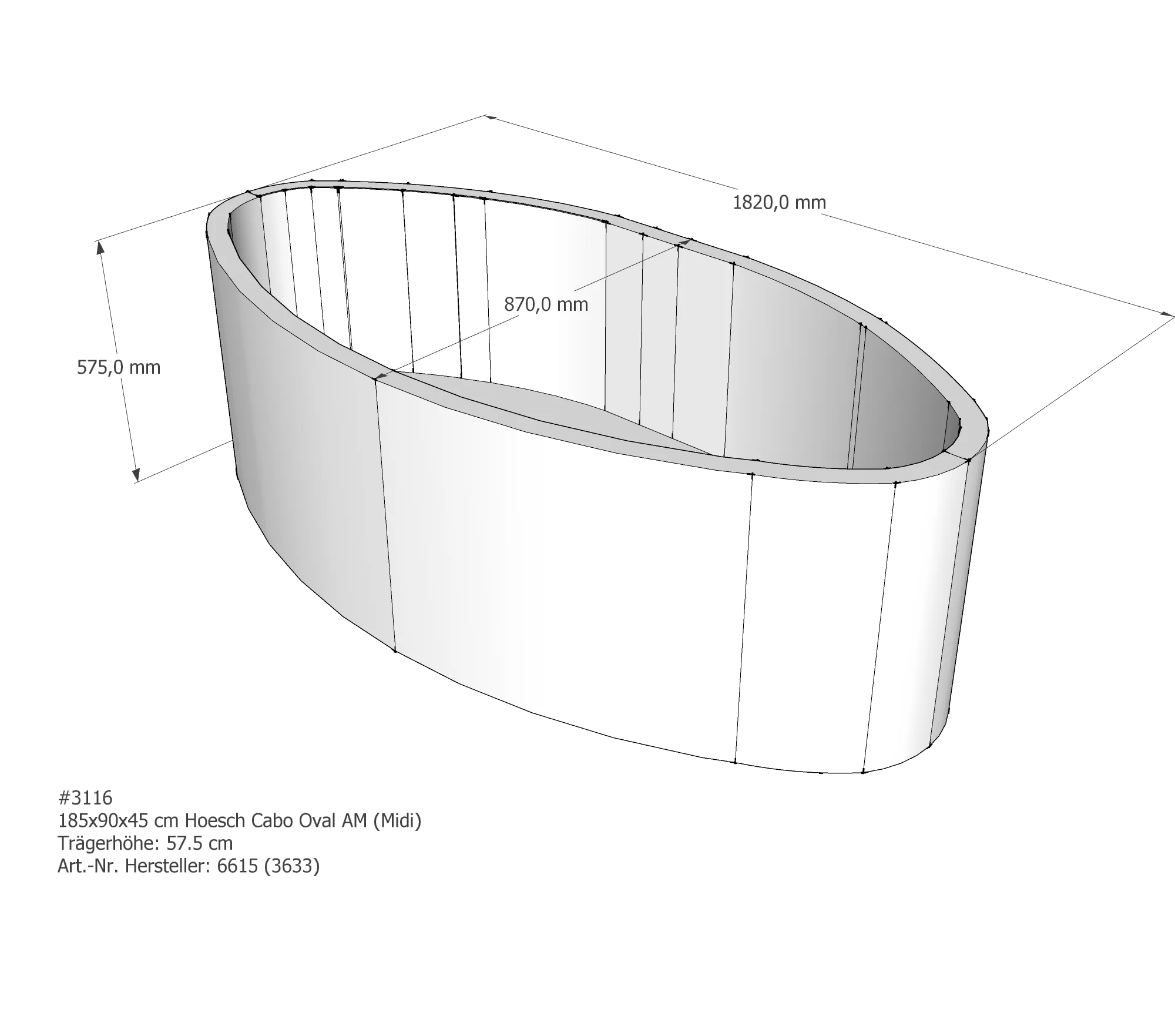 Badewannenträger passend für Hoesch Cabo 185 × 90 × 45 cm Badewannenträger passend für Hoesch Cabo 185 × 90 × 45 cm