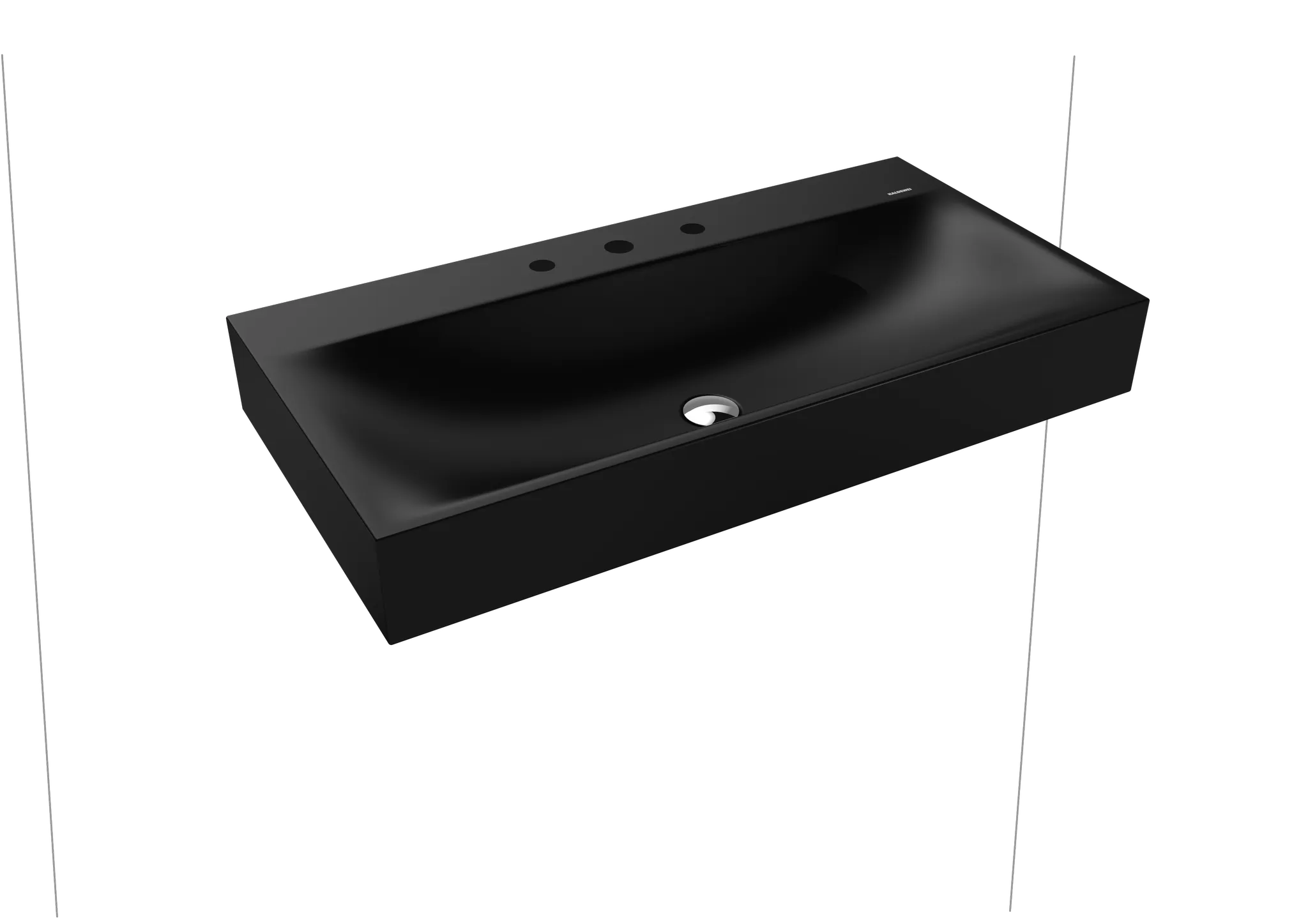 Wandwaschtisch „Silenio“ 90 × 46 cm, ohne Hahnlochbohrung in schwarz matt, mit Perl-Effekt