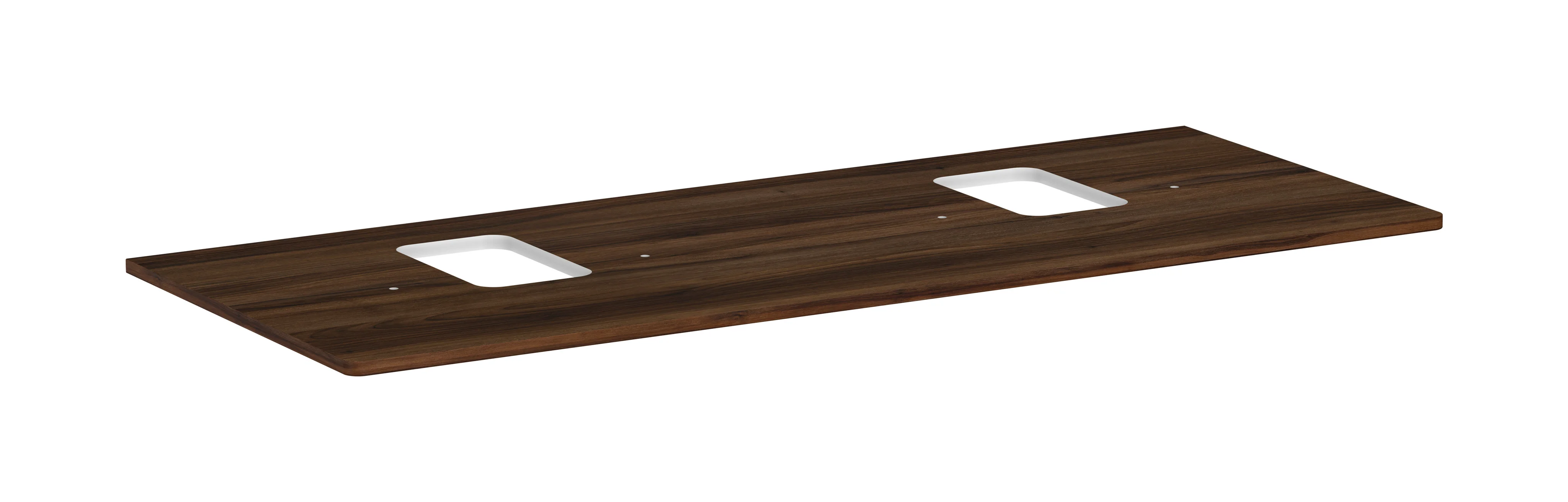Hansgrohe Xelu Q Konsole, Nussbaum Dunkel, 1360x540 mm, 2 mittige Ausschnitte für Aufsatzwaschtisch mit Hahnloch Hansgrohe Xelu Q Konsole, Nussbaum Dunkel, 1360x540 mm, 2 mittige Ausschnitte für Aufsatzwaschtisch mit Hahnloch