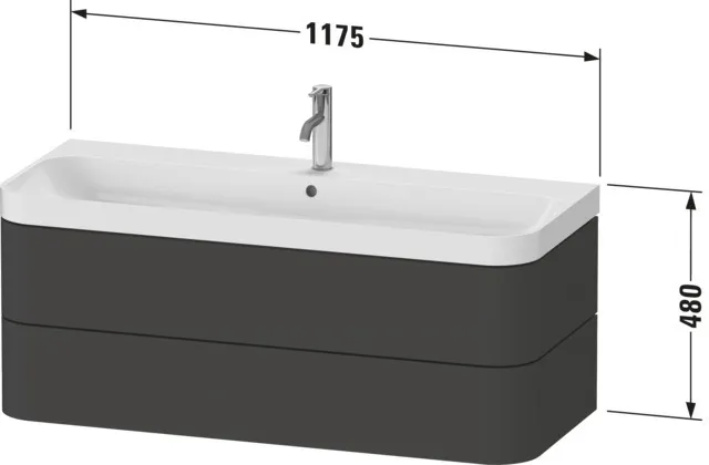 Duravit Waschtischunterschrank c-shaped Set wandhängend „Happy D.2 Plus“ 117,5 × 48 × 49 cm Weiß Supermatt Duravit Waschtischunterschrank c-shaped Set wandhängend „Happy D.2 Plus“ 117,5 × 48 × 49 cm Weiß Supermatt