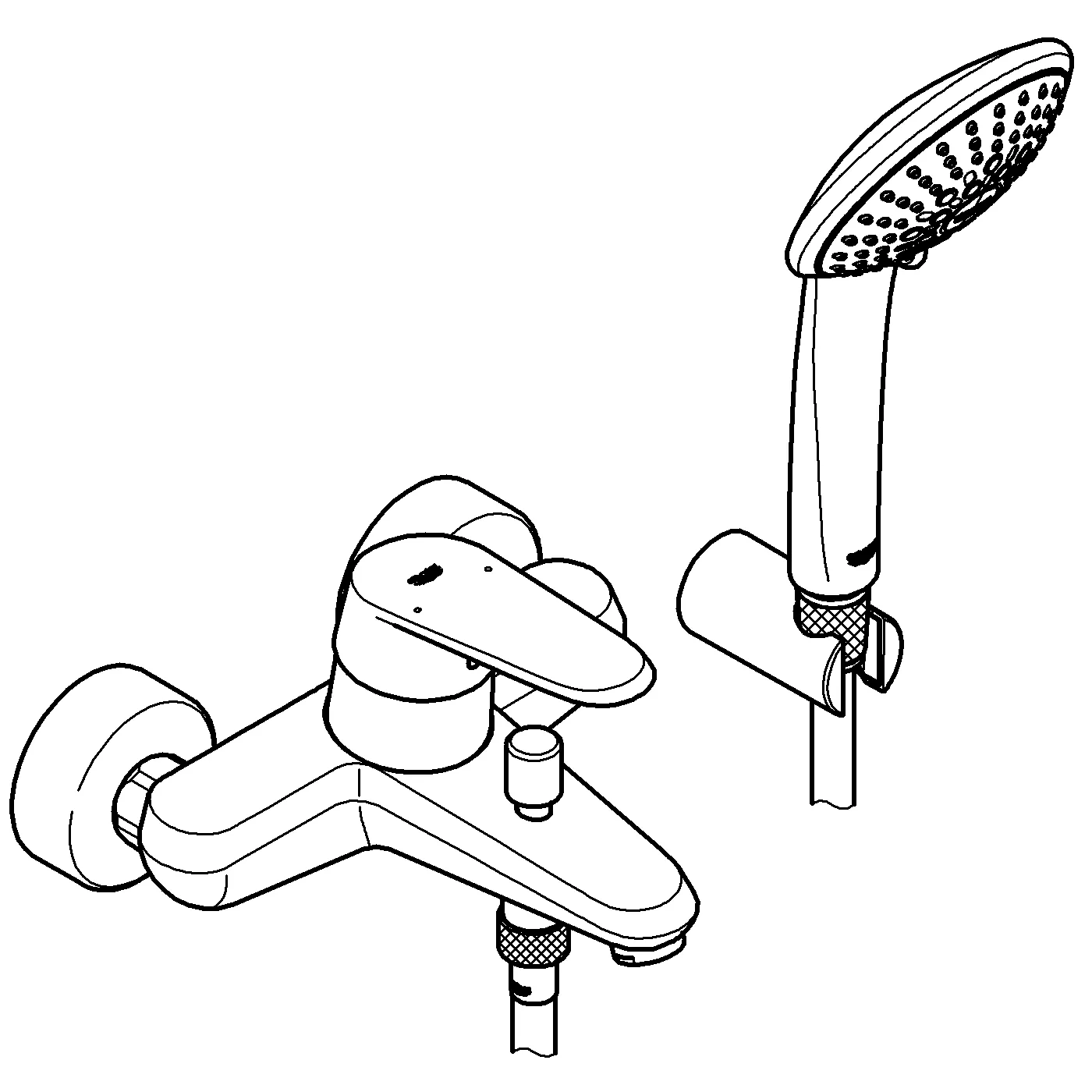 Einhand-Wannenbatterie Eurodisc Cosmopolitan 33395_2, Wandmontage, mit Brausegarnitur, chrom Einhand-Wannenbatterie Eurodisc Cosmopolitan 33395_2, Wandmontage, mit Brausegarnitur, chrom