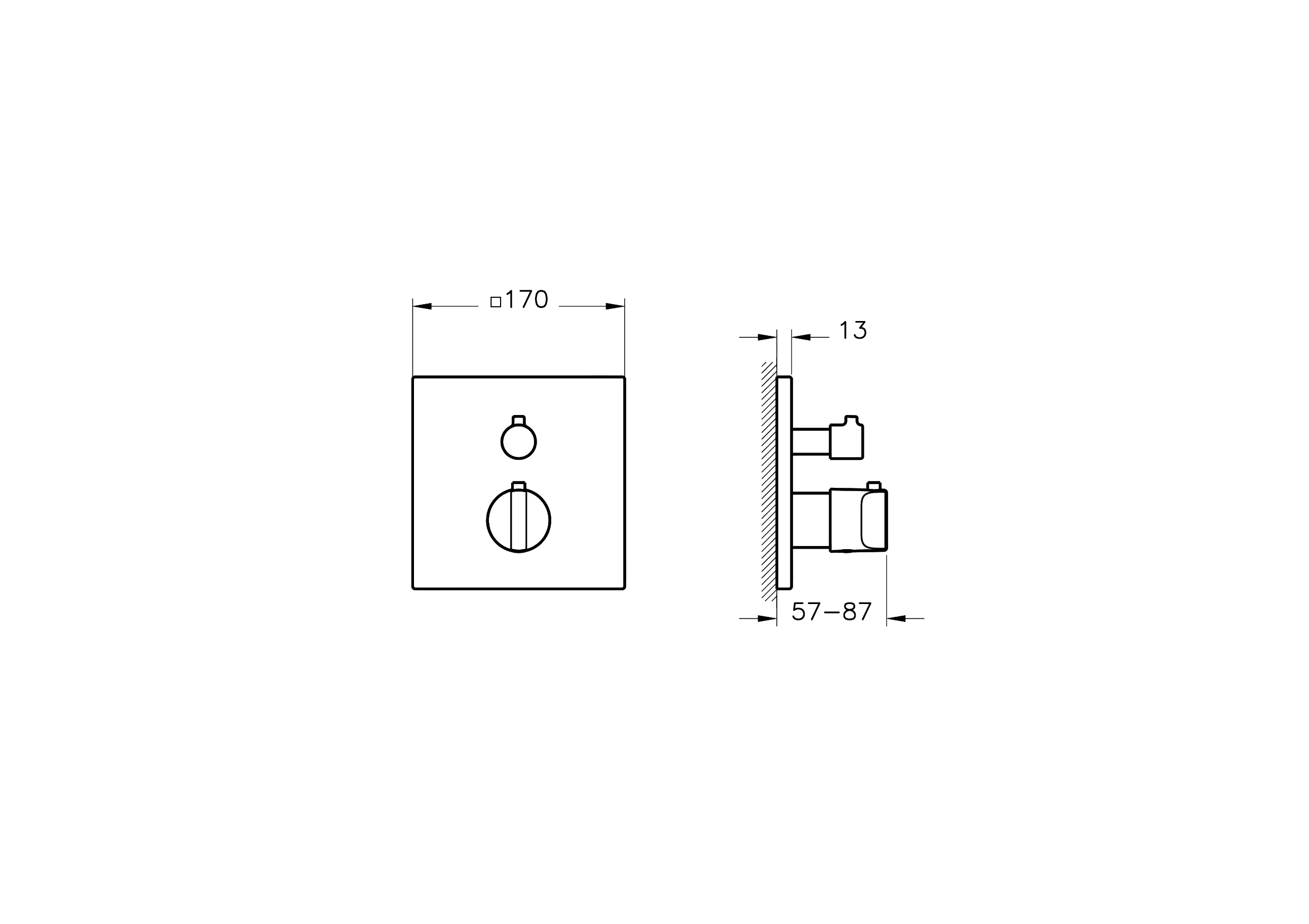 VitrA Suit Thermostat-Einhebel-Brausearmatur V-Box Chrom, Unterputzmontage, 170 x 170 mm Rosette VitrA Suit Thermostat-Einhebel-Brausearmatur V-Box Chrom, Unterputzmontage, 170 x 170 mm Rosette