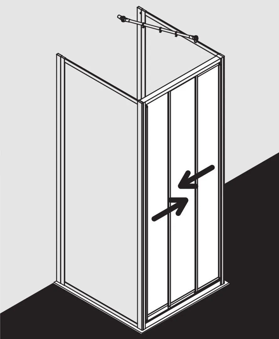 Kermi Duschtür Gleittür 3-teilig „NOVA 2000“ 200 cm Glas Kerolan Fontana, Profile Silber Mattglanz
