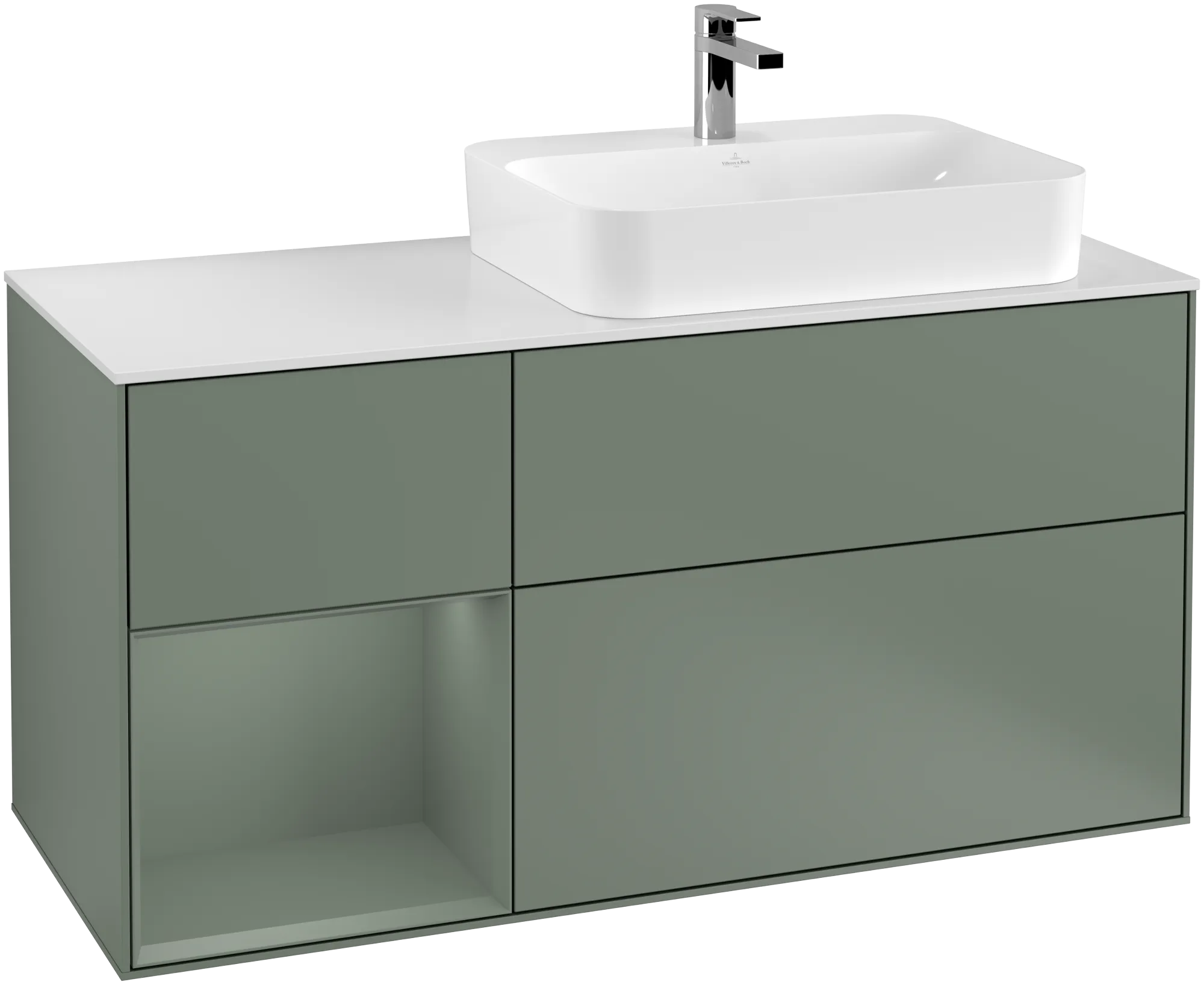 Villeroy & Boch Finion Waschbeckenunterschrank G39 1200x603x501mm Olive Matt/Glass White Matt