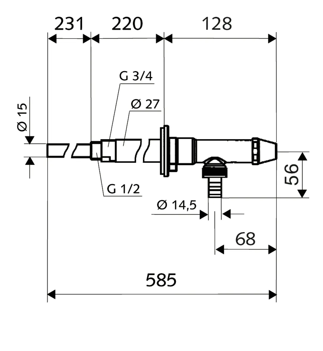 Außenwandarmatur POLAR II, Frostsicher, Rückflussverhinderer RV, DN 15 G 1/2 AG, Schlauchverschraubung Ø 14,5 mm (DN 20 G 3/4 AG), mattchrom Außenwandarmatur POLAR II, Frostsicher, Rückflussverhinderer RV, DN 15 G 1/2 AG, Schlauchverschraubung Ø 14,5 mm (DN 20 G 3/4 AG), mattchrom