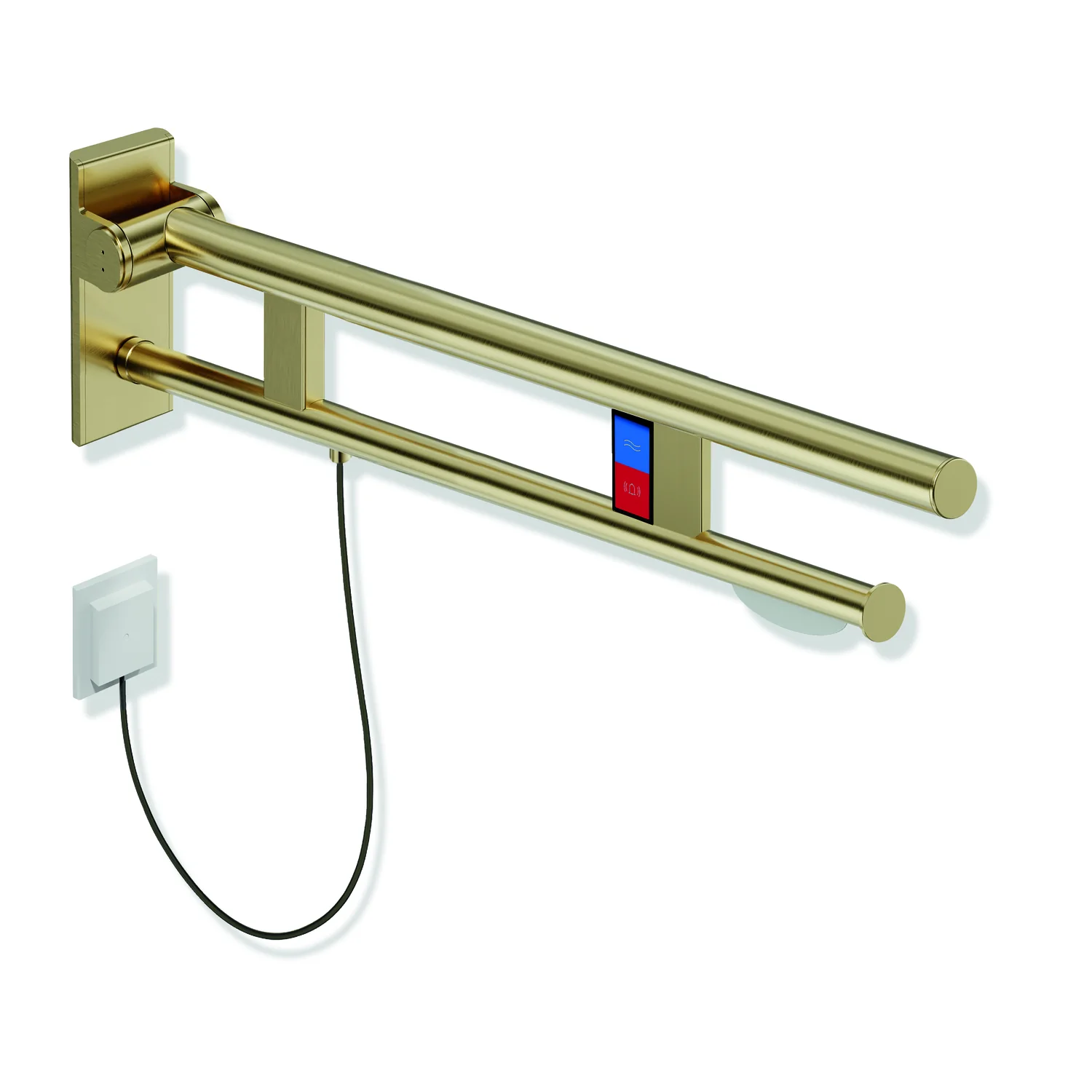 HEWI Stützklappgriff Duo Design A, Edelstahl PVD, Ausladung 850 mm