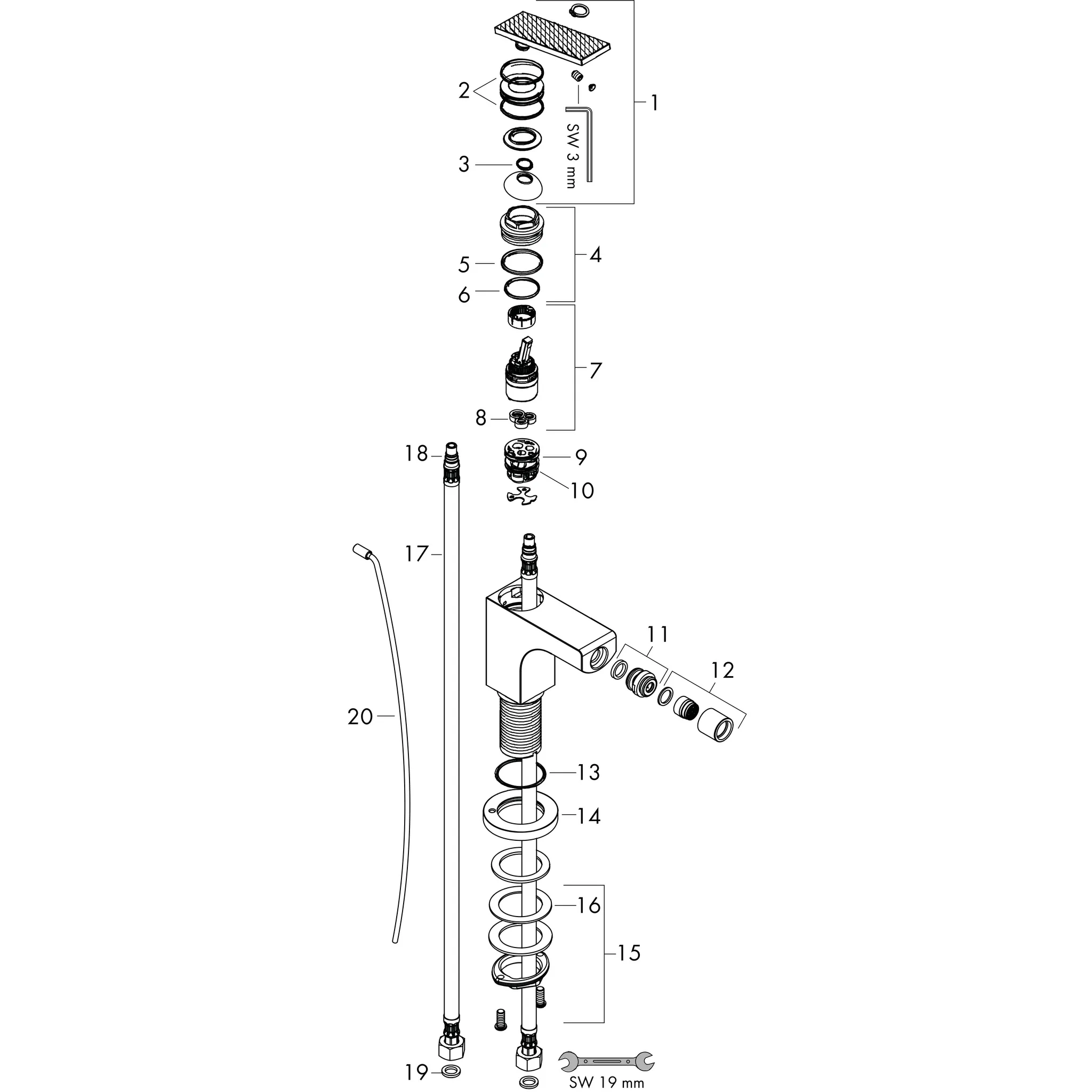 Hansgrohe AXOR Citterio Einhebel-Bidetmischer, Rautenschliff chrom Hansgrohe AXOR Citterio Einhebel-Bidetmischer, Rautenschliff chrom