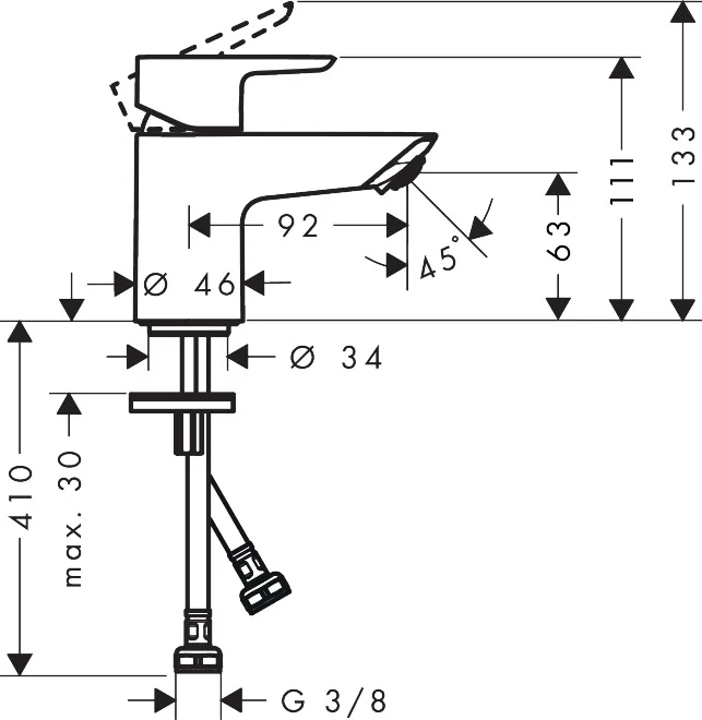 Neovis Q Einhebel-Waschtischmischer 70 CoolStart mit Push-Open Ablaufgarnitur, Oberfläche: Chrom