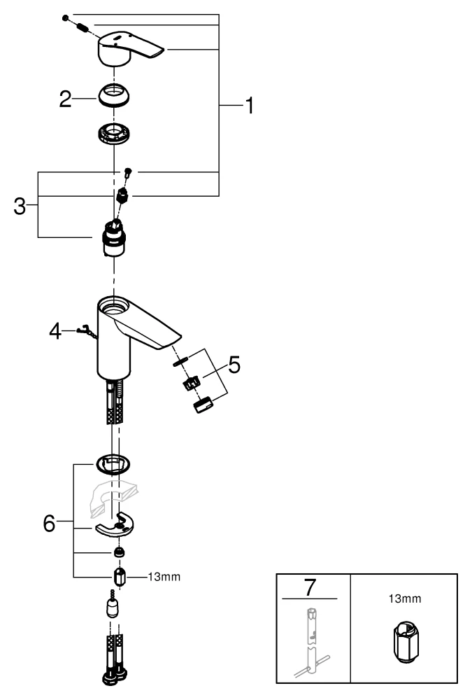 Grohe Eurosmart Professional (2021) Einhand-Waschtischbatterie S-Size, Einlochmontage, chrom Grohe Eurosmart Professional (2021) Einhand-Waschtischbatterie S-Size, Einlochmontage, chrom
