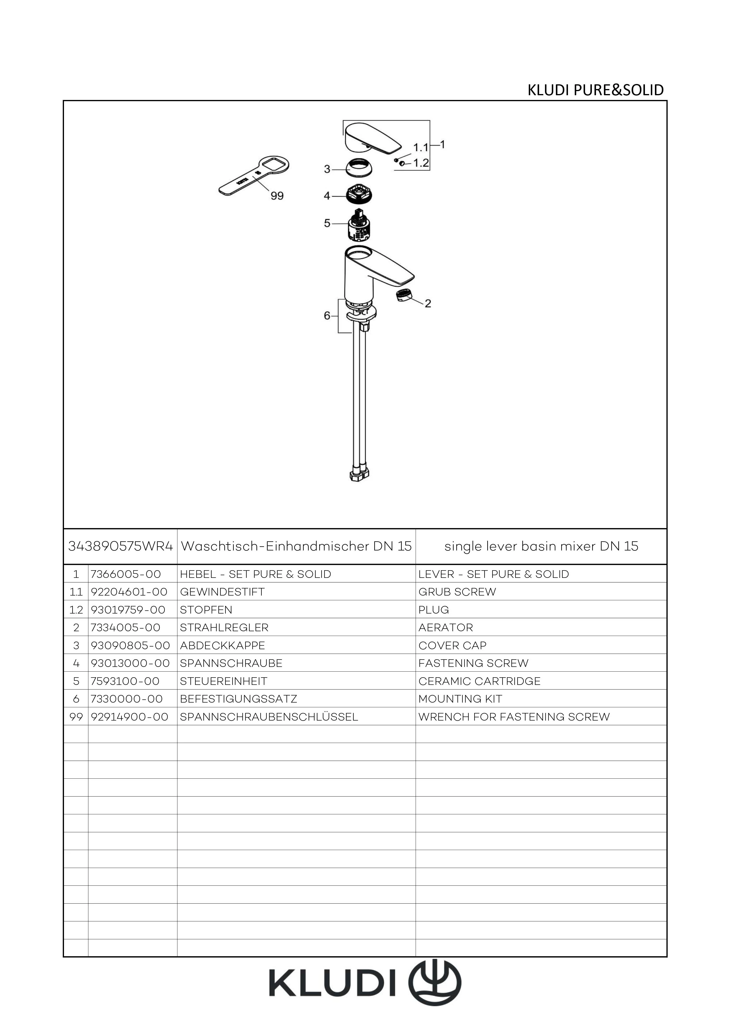 PURE & SOLID WaschtischEHM 75 ECO PLUS, o. Ablaufgarnitur chrom PURE & SOLID WaschtischEHM 75 ECO PLUS, o. Ablaufgarnitur chrom