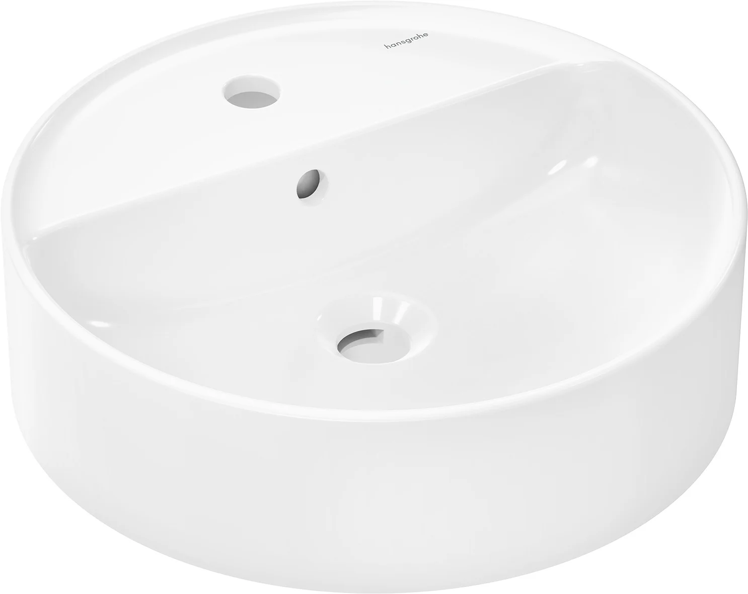 Hansgrohe Aufsatzwaschtisch Xuniva S, 450x450 mm, weiß, glänzend, mit Hahnloch und Überlauf, CL25