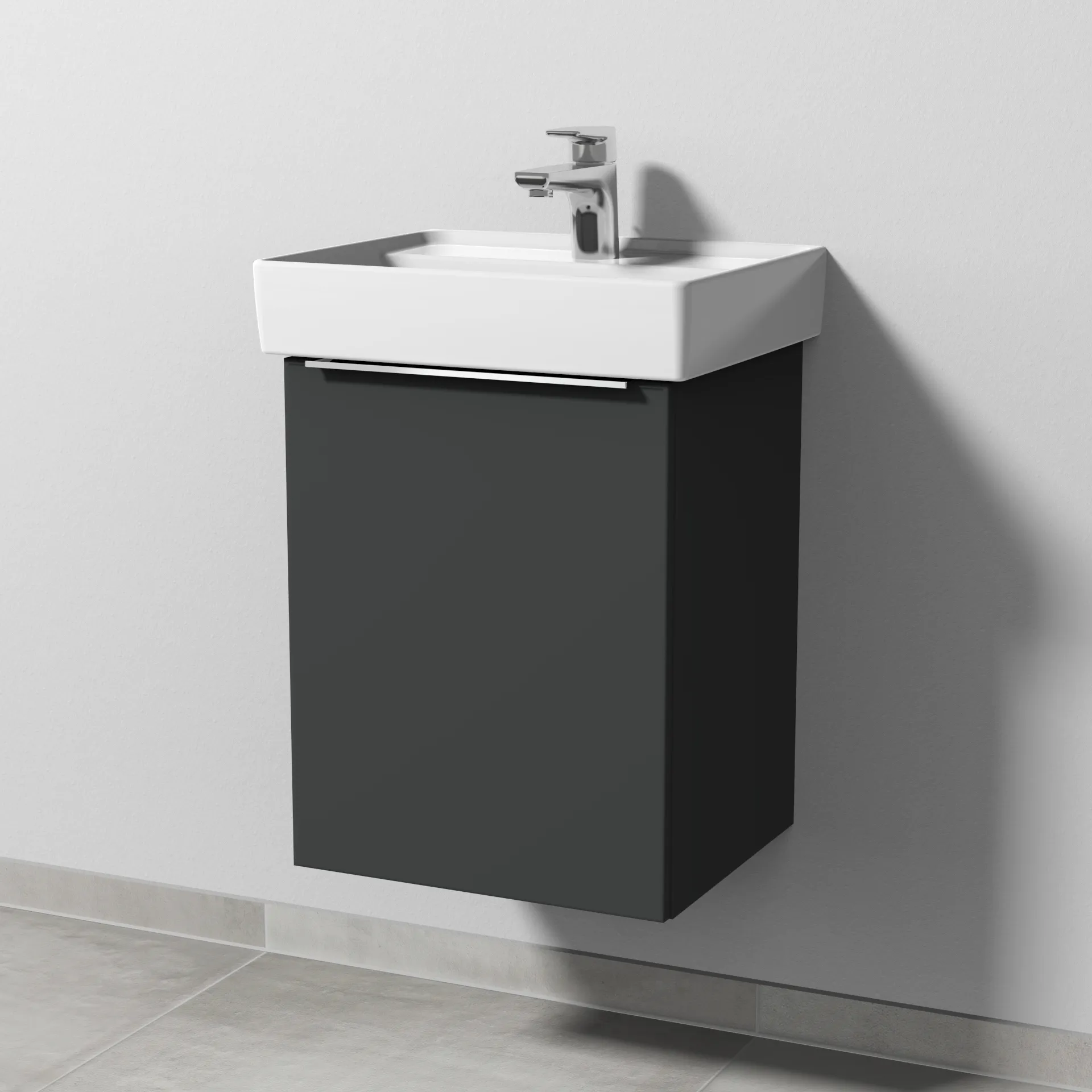 Sanipa Waschtischunterschrank „3way“ passend zu Keramik-Waschtische Collaro von Villeroy & Boch 400 × 517 × 347 mm in Graphit (matt), Anschlag links