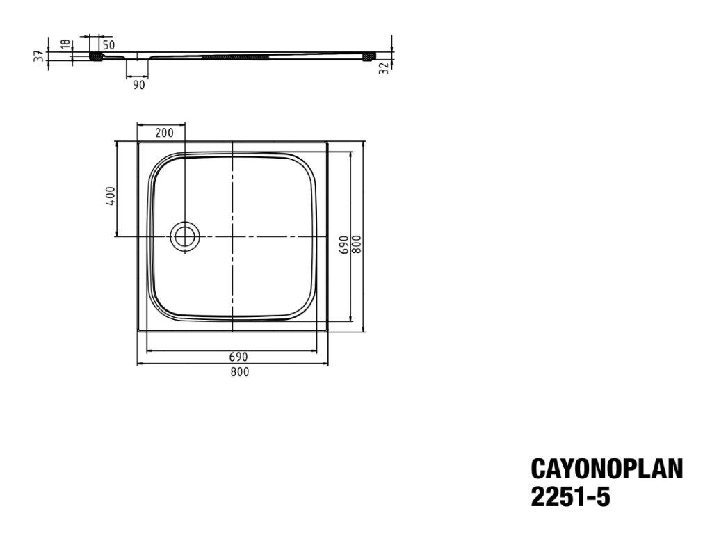 Kaldewei quadrat Duschwanne „Cayonoplan“ 80 × 80 cm ohne Oberflächenbeschichtung, ohne Oberflächenveredelung, in pergamon