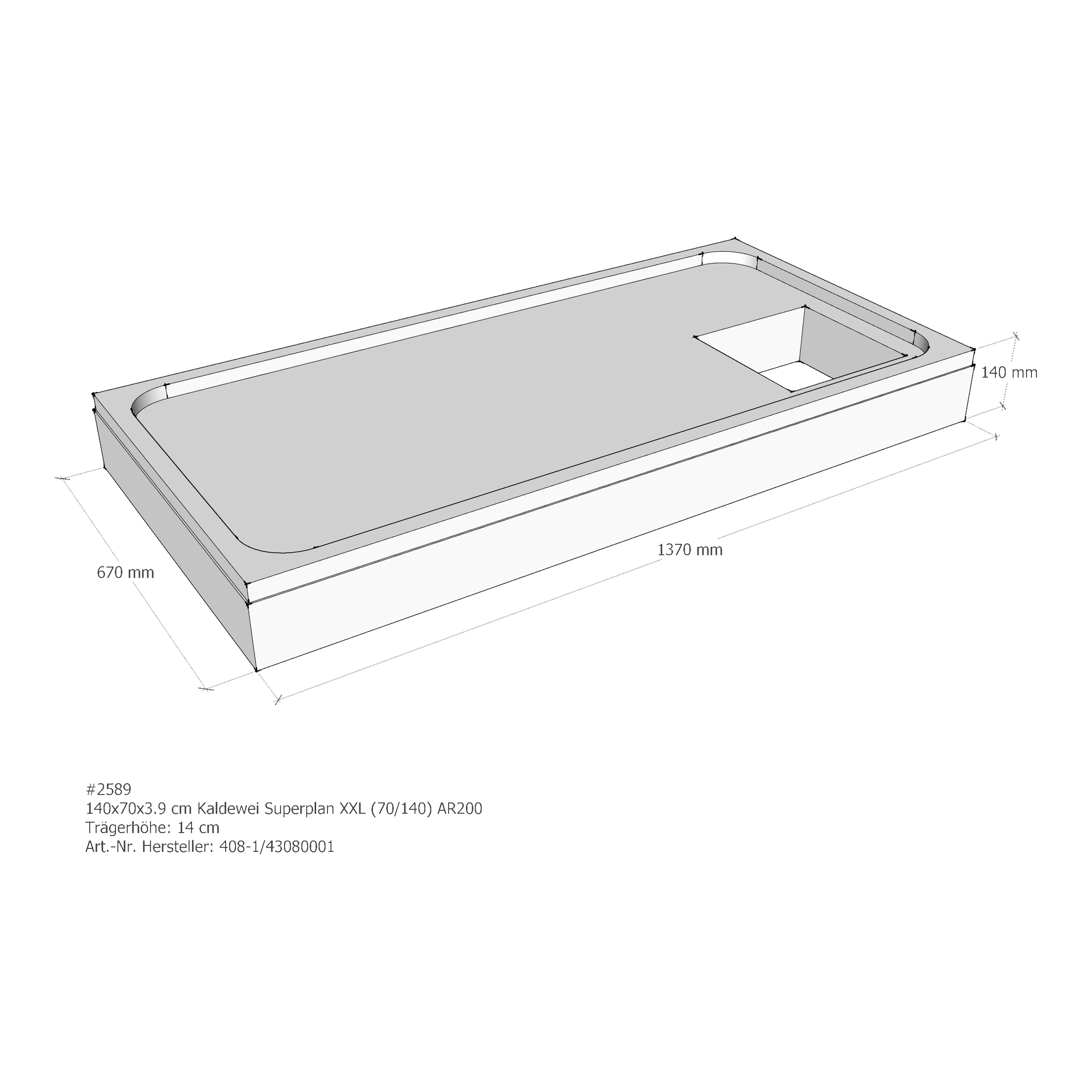 Duschwannenträger für Kaldewei Superplan XXL 140 × 70 × 3,9 cm