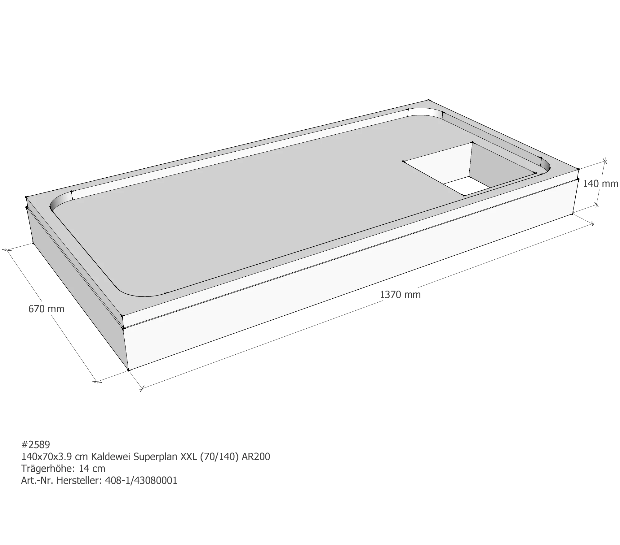 Duschwannenträger für Kaldewei Superplan XXL 140 × 70 × 3,9 cm Duschwannenträger für Kaldewei Superplan XXL 140 × 70 × 3,9 cm