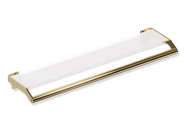 Ablage mit Haltegriff des Systems 900, Edelstahl, PVD, Glasplatte mit Splitterschutzfolie, weiß hinterlackiert, 720 mm breit, 70 mm hoch, 188 mm tief, in Farbe CK (Messing glänzend) Ablage mit Haltegriff des Systems 900, Edelstahl, PVD, Glasplatte mit Splitterschutzfolie, weiß hinterlackiert, 720 mm breit, 70 mm hoch, 188 mm tief, in Farbe CK (Messing glänzend)