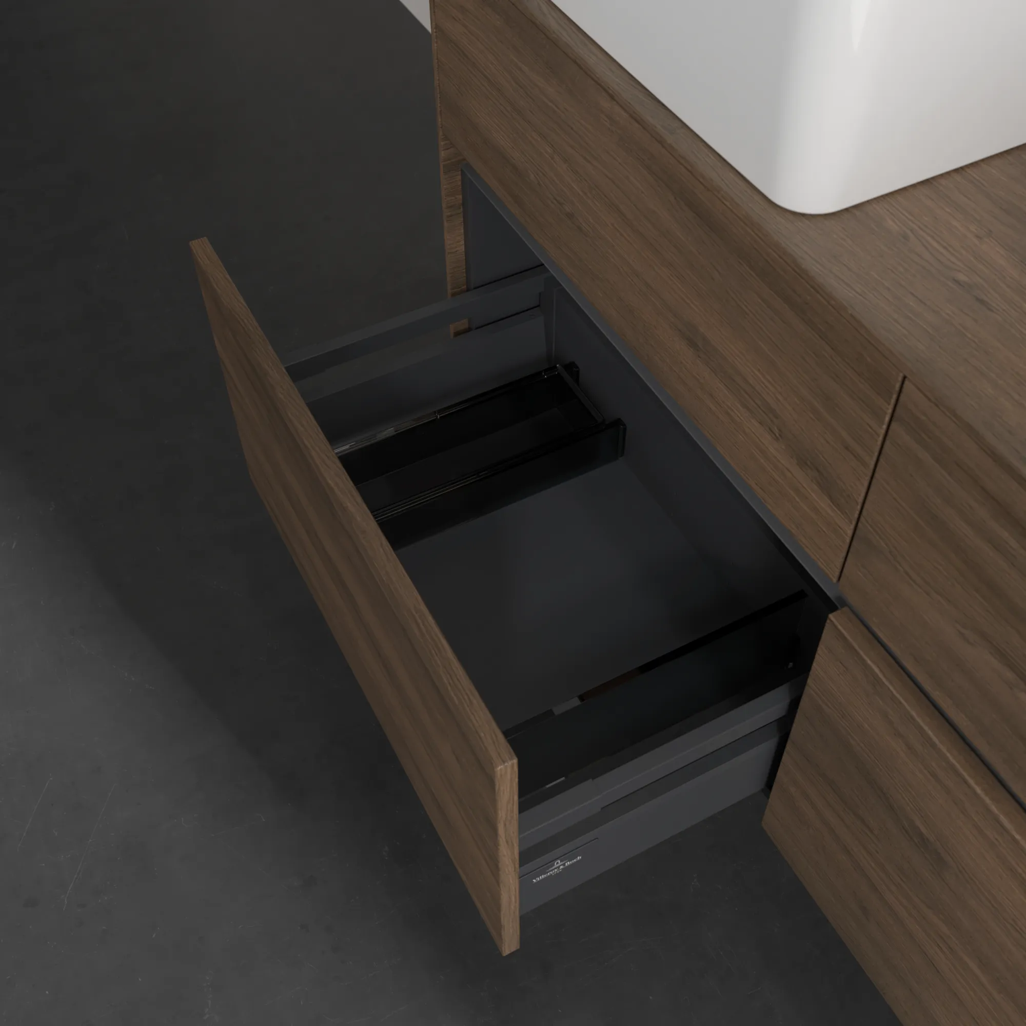 Villeroy & Boch Waschtischunterschrank „Collaro“ 1200 × 548 × 500 mm Arizona Oak, mit Beleuchtung, für links und rechts