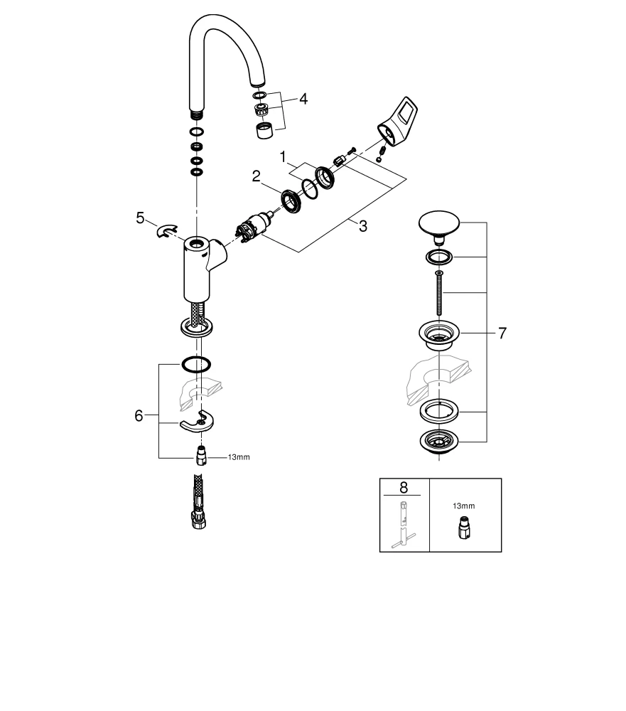 Einhand-Waschtischbatterie BauLoop 23891_1, L-Size, Einlochmontage, mit Temperaturbegrenzer, EcoJoy 5,7 l/min Mousseur, glatter Körper, schwenkbarer Rohrauslauf, Push-open Ablaufgarnitur aus Kunststoff 1 1/4″, chrom Einhand-Waschtischbatterie BauLoop 23891_1, L-Size, Einlochmontage, mit Temperaturbegrenzer, EcoJoy 5,7 l/min Mousseur, glatter Körper, schwenkbarer Rohrauslauf, Push-open Ablaufgarnitur aus Kunststoff 1 1/4″, chrom