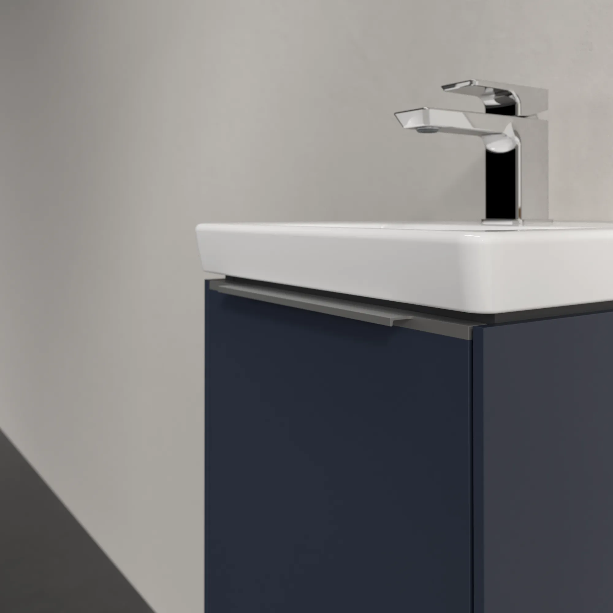 Villeroy & Boch Waschtischunterschrank mit Tür „Subway 3.0“ für Schrankwaschtisch 351 × 429 × 309 mm Marine Blue, 1 Tür, für Becken mittig, Anschlag links Villeroy & Boch Waschtischunterschrank mit Tür „Subway 3.0“ für Schrankwaschtisch 351 × 429 × 309 mm Marine Blue, 1 Tür, für Becken mittig, Anschlag links