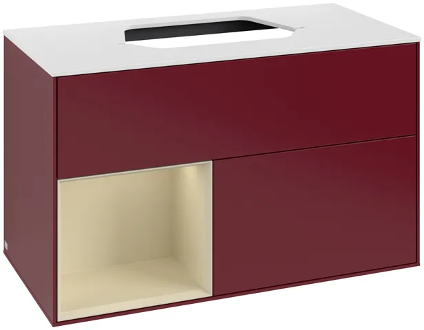 Villeroy & Boch Waschtischunterschrank „Finion“ für Schrankwaschtisch 100 × 60,3 × 50,1 cm 2 Schubladen, für Waschtischposition mittig, inkl. Beleuchtung mittig