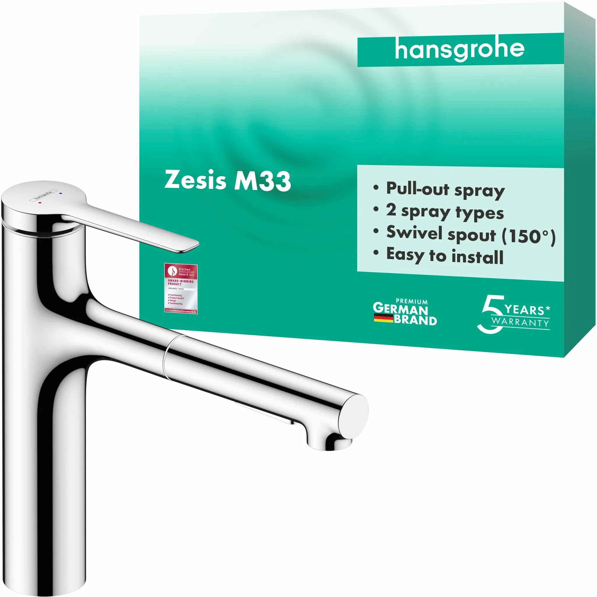 Hansgrohe Zesis M33 Einhebel-Küchenmischer, 160, Ausziehbrause, 2jet, Chrom Hansgrohe Zesis M33 Einhebel-Küchenmischer, 160, Ausziehbrause, 2jet, Chrom